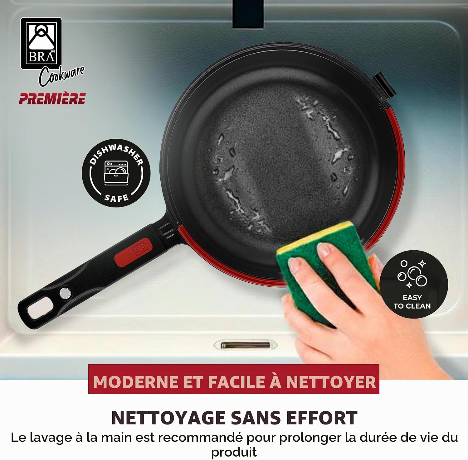 Thumbnail 6 de BRA Dupla Premiere Poêle Double à Omelette 24 cm – Noir, aluminium moulé, antiadhésif sans PFOA