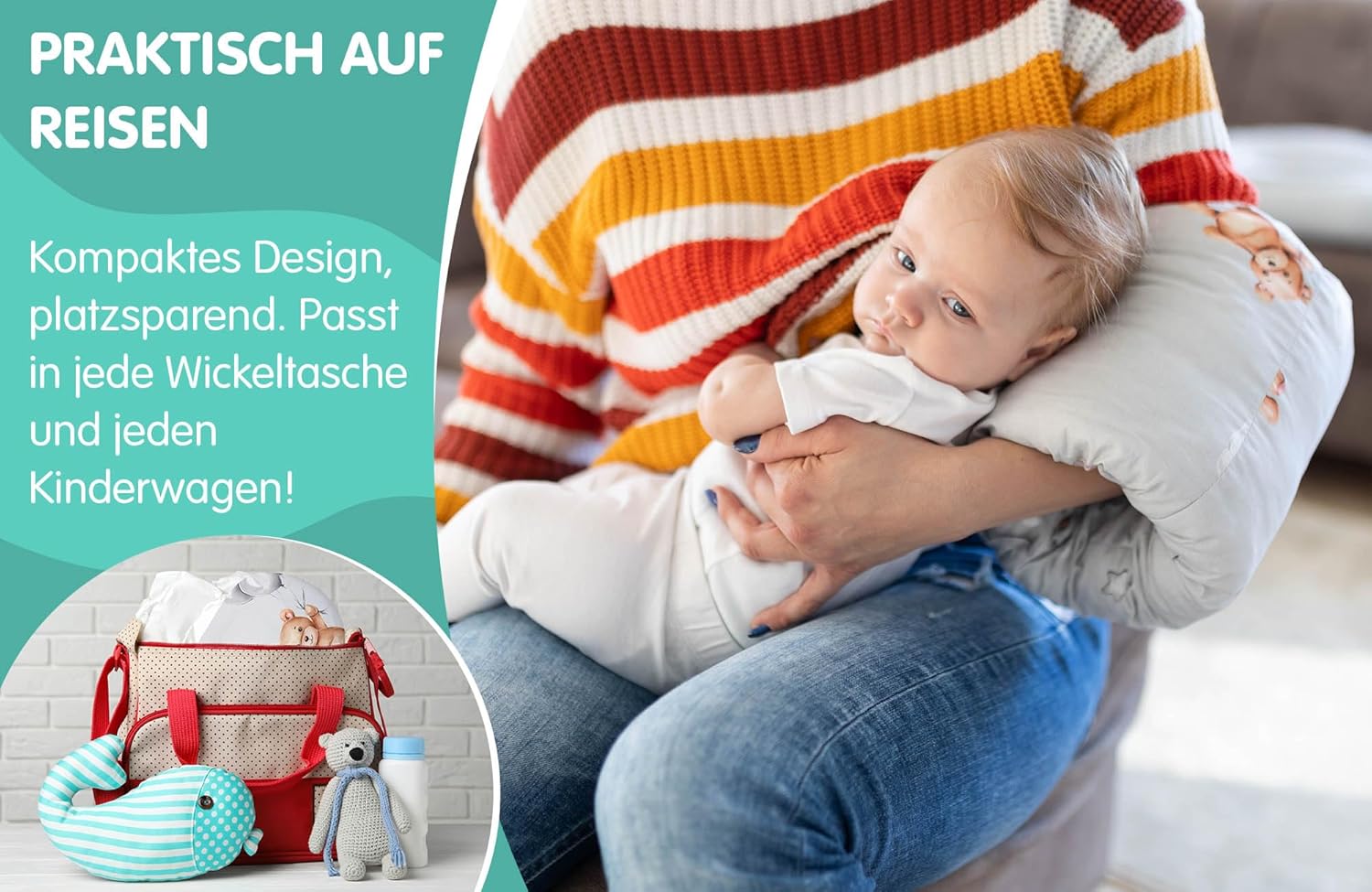 Thumbnail 3 de Totsy Baby Coussin d’allaitement bébé 20 cm (cousinettes de brassard) – coton respirant, lavage à 30 °C