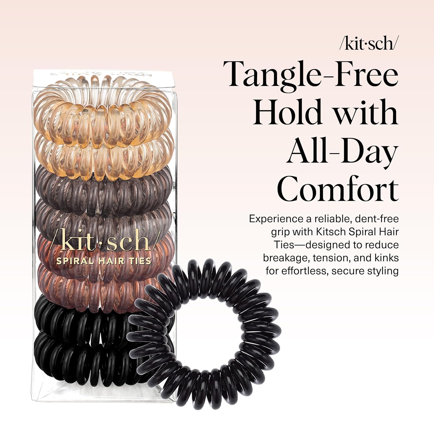 Detalle 2 de Kitsch Spiral Hair Ties 8pc 🎀