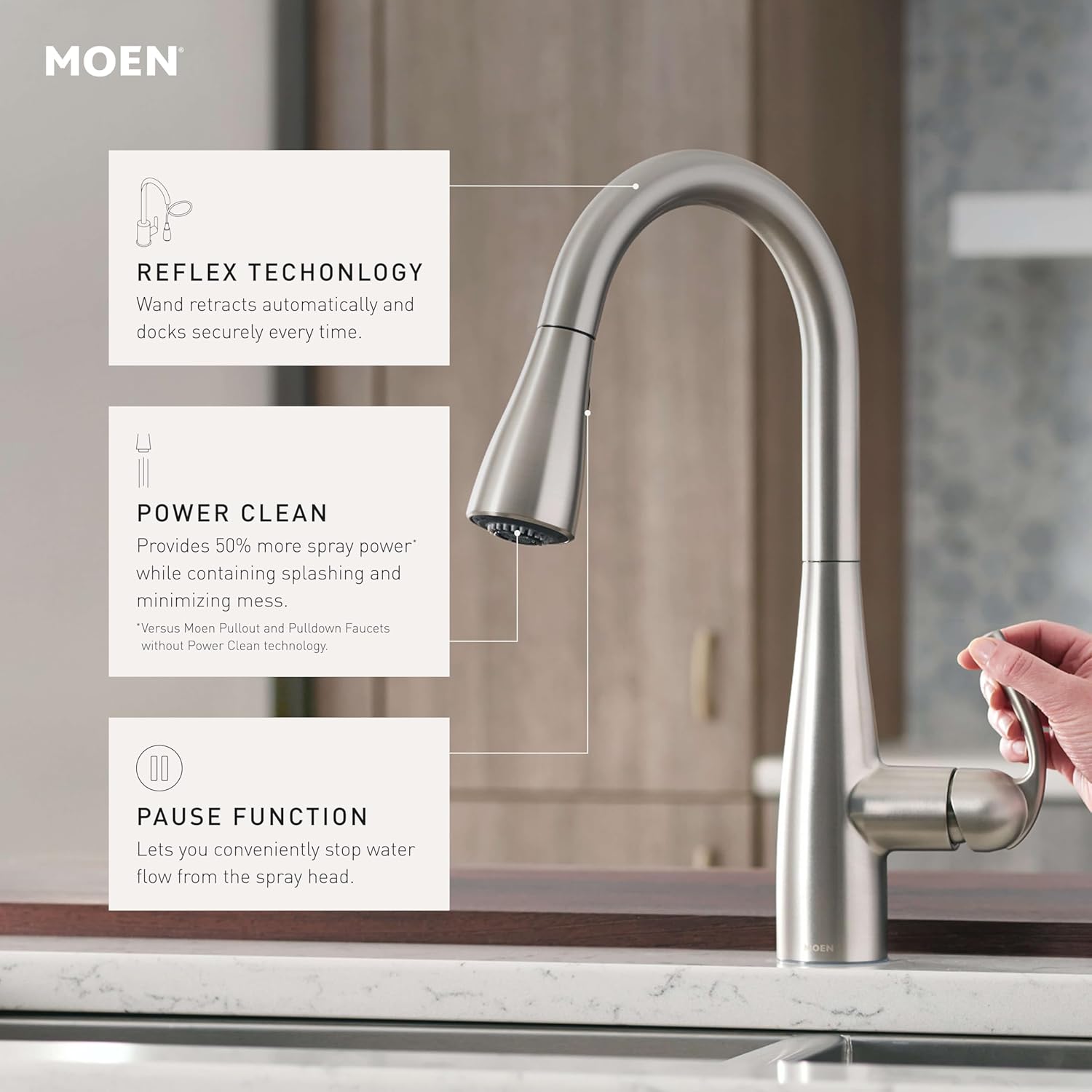 Detalle 2 de Moen 87014SRS Pulldown Faucet 50% 🚰