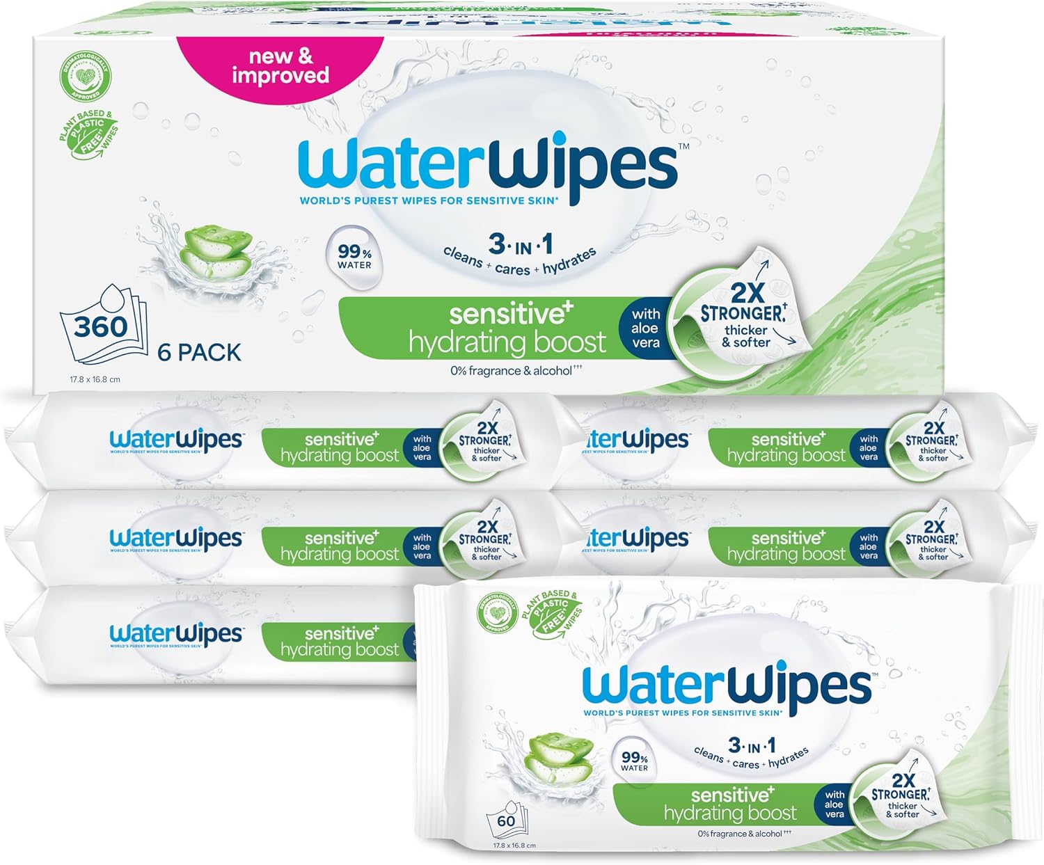 Detalle de WaterWipes Sensitive+ 360 toallitas