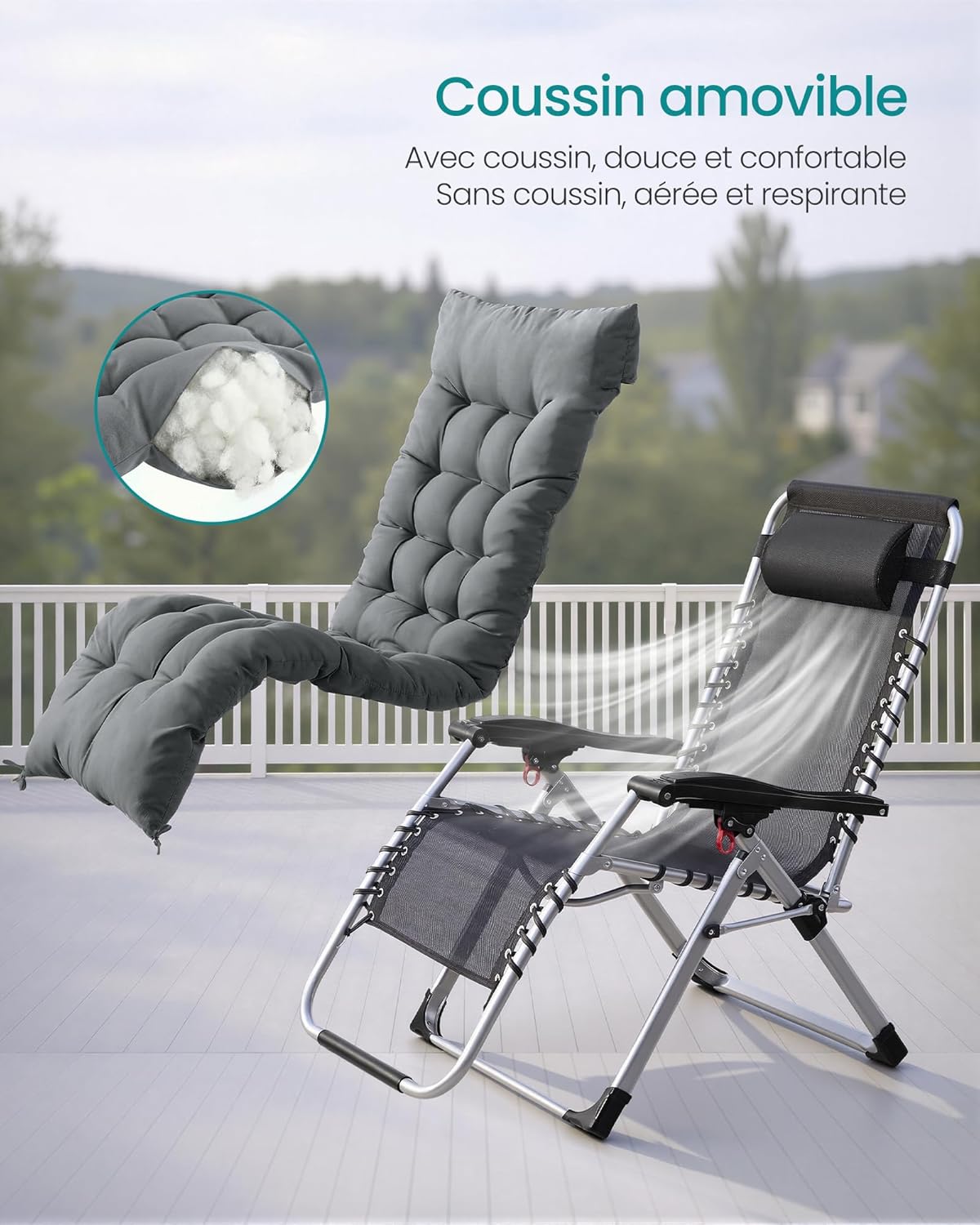 Thumbnail 6 de SONGMICS Chaise de gravité Zéro 110 kg