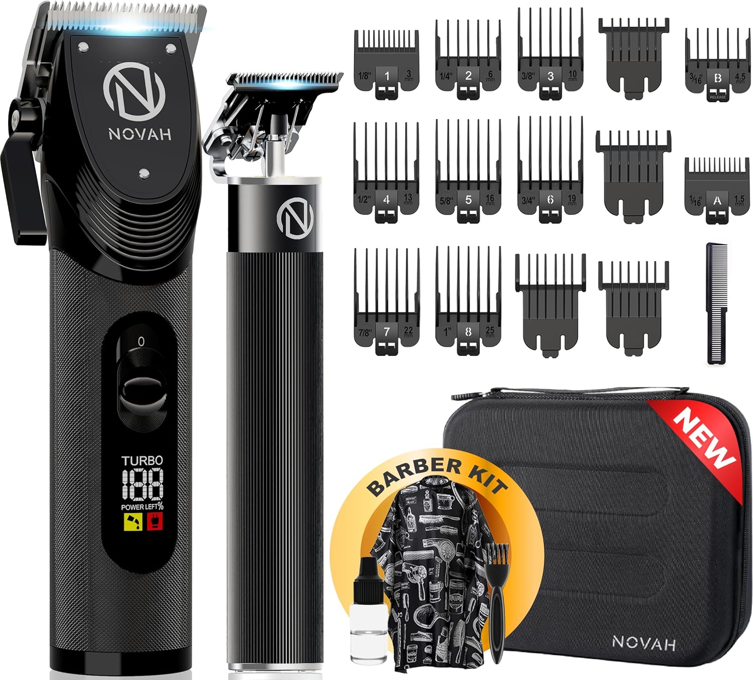 Detalle de Novah Professional Hair Clippers for Men Cordless Barber Kit (23-Piece Fade & Trim Set)