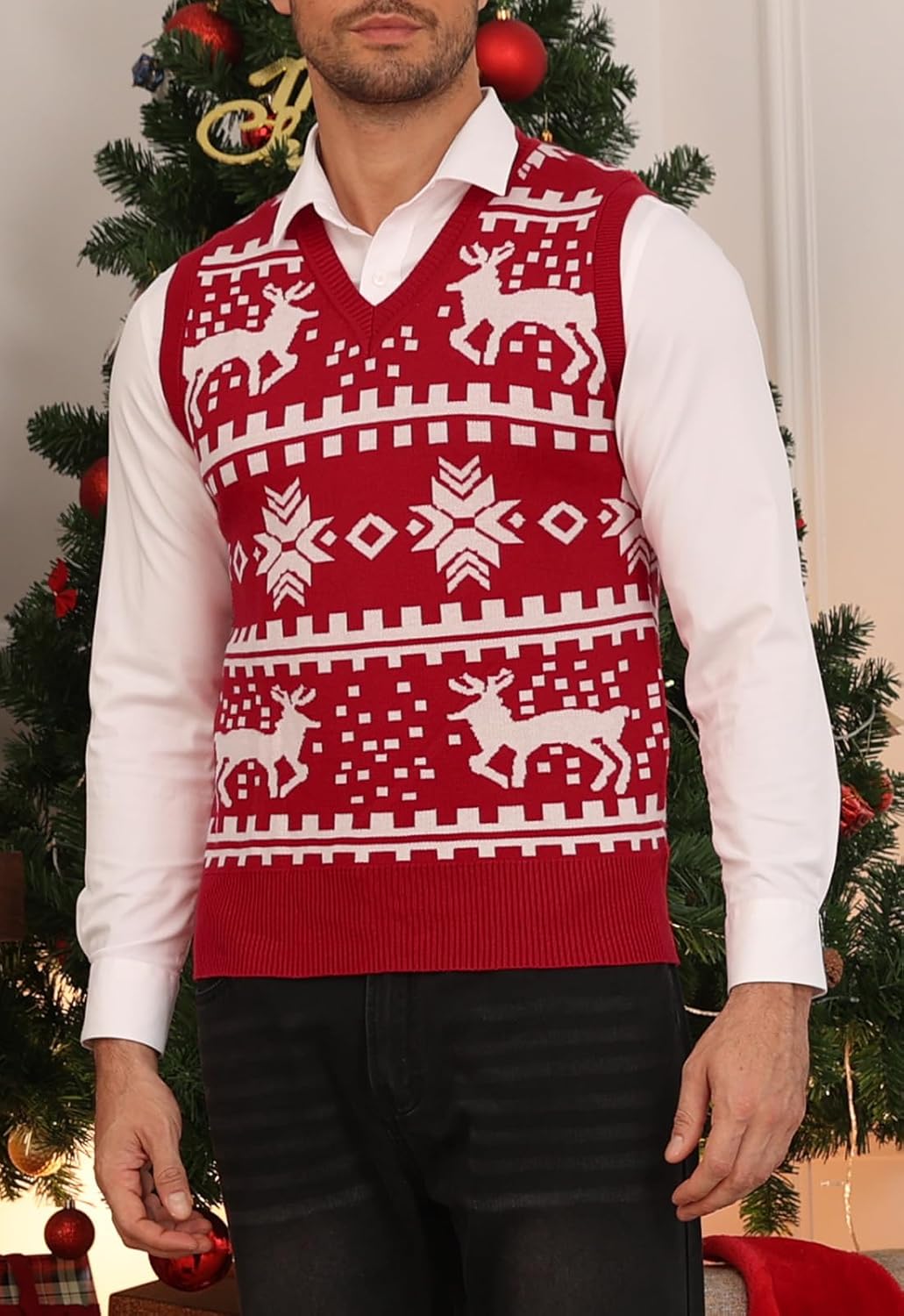 Thumbnail 4 de KUYIGO men’s sleeveless V-neck knitted waistcoat sweater vest (classic business style)