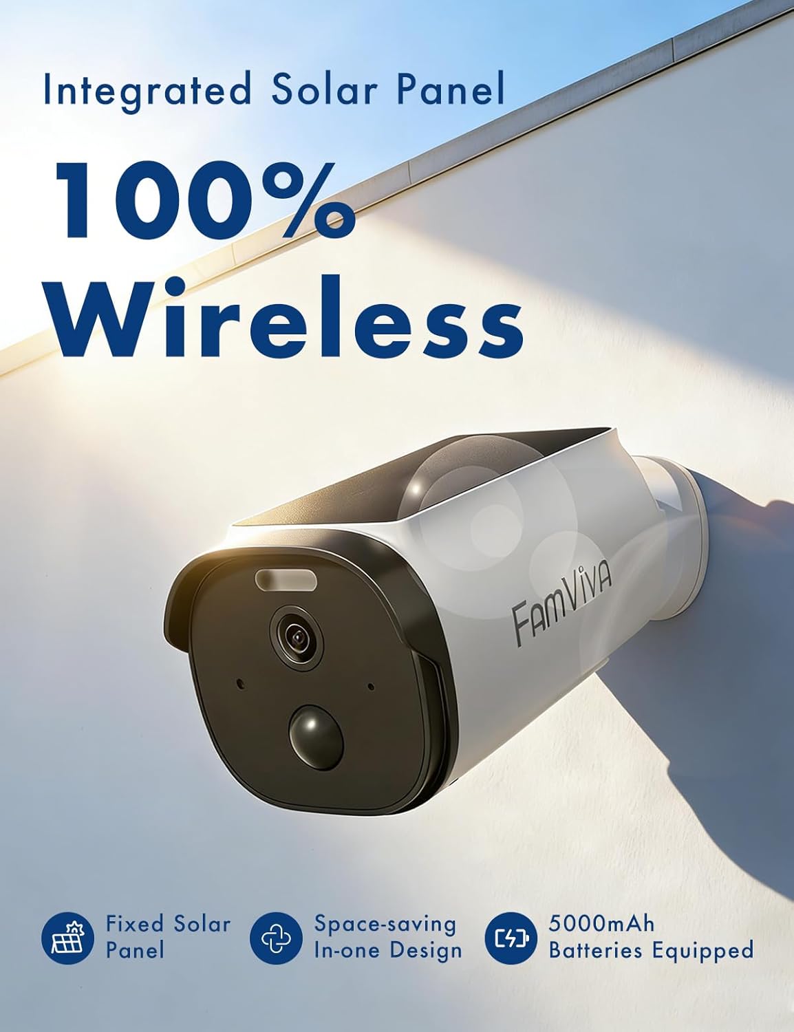 Thumbnail 1 de FAMVIVA Solar Security Cameras Wireless Outdoor: 2K/3MP, Integrated Solar Panel, AI Motion Detection