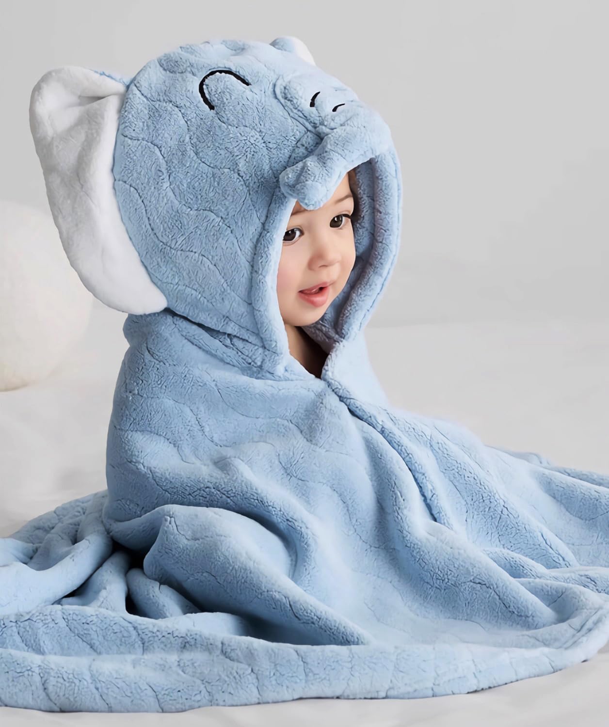 Detalle 2 de Fayscingo Baby Hooded Bath Towel 120x80cm – Soft Coral Fleece Poncho for Kids