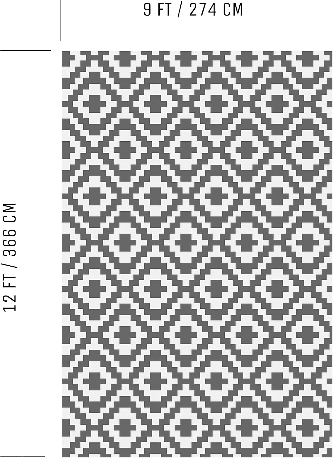 Detalle de Valiant Outdoor XL Waterproof Rug for Garden, Patio and Decking - Geometric Grey (3.6m x 2.7m)