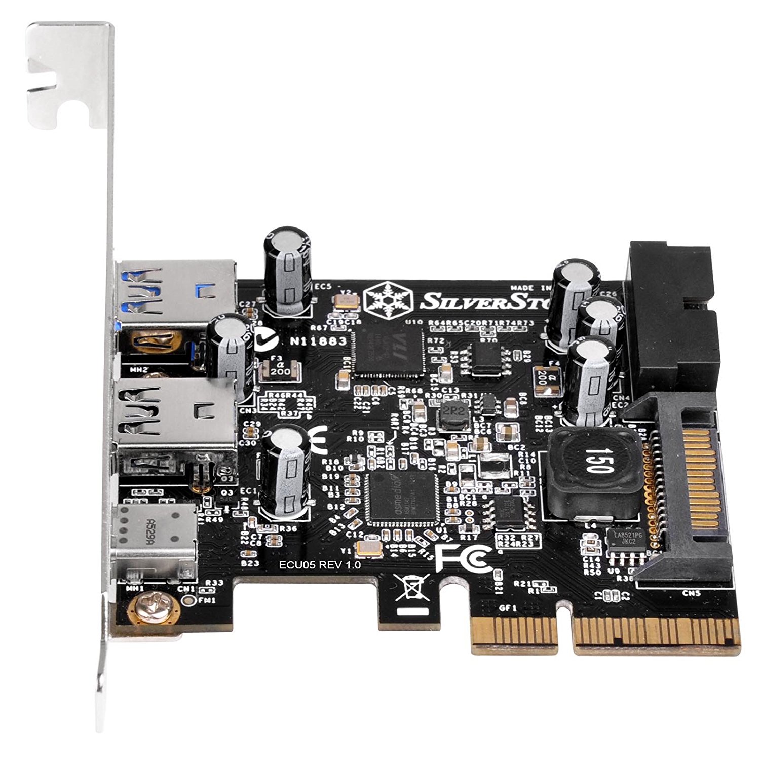 Detalle 2 de SilverStone ECU05: Tarjeta PCIe 2.0 x2 con USB 3.1 Gen2 Tipo-C y USB 3.0