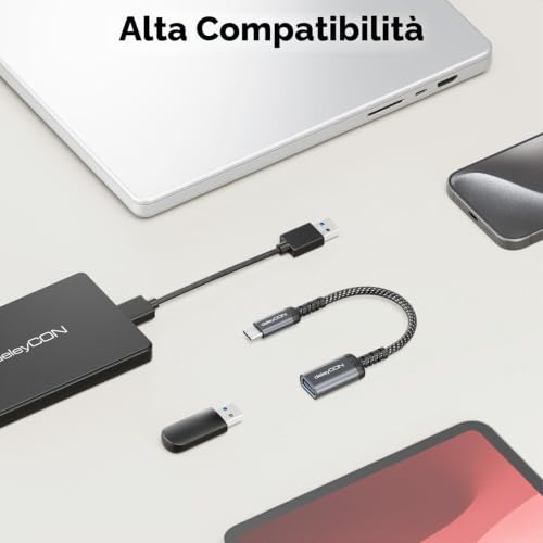 Thumbnail 6 de deleyCON Adattatore USB-C a USB-A OTG 10 Gbit/s, ricarica 18 W, confezione da 2
