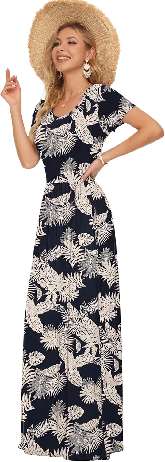 Thumbnail 1 de AUSELILY Damen Maxi-Kleid mit Taschen – sommerliches Casual-Design, Kurzarm