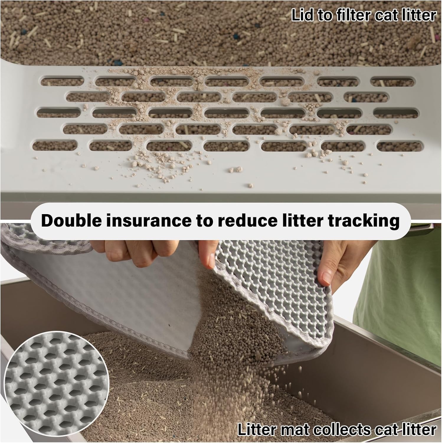 Detalle de Nyutu Stainless Steel Litter Box 2pack, XL 2-Pack with Lid and High Sides