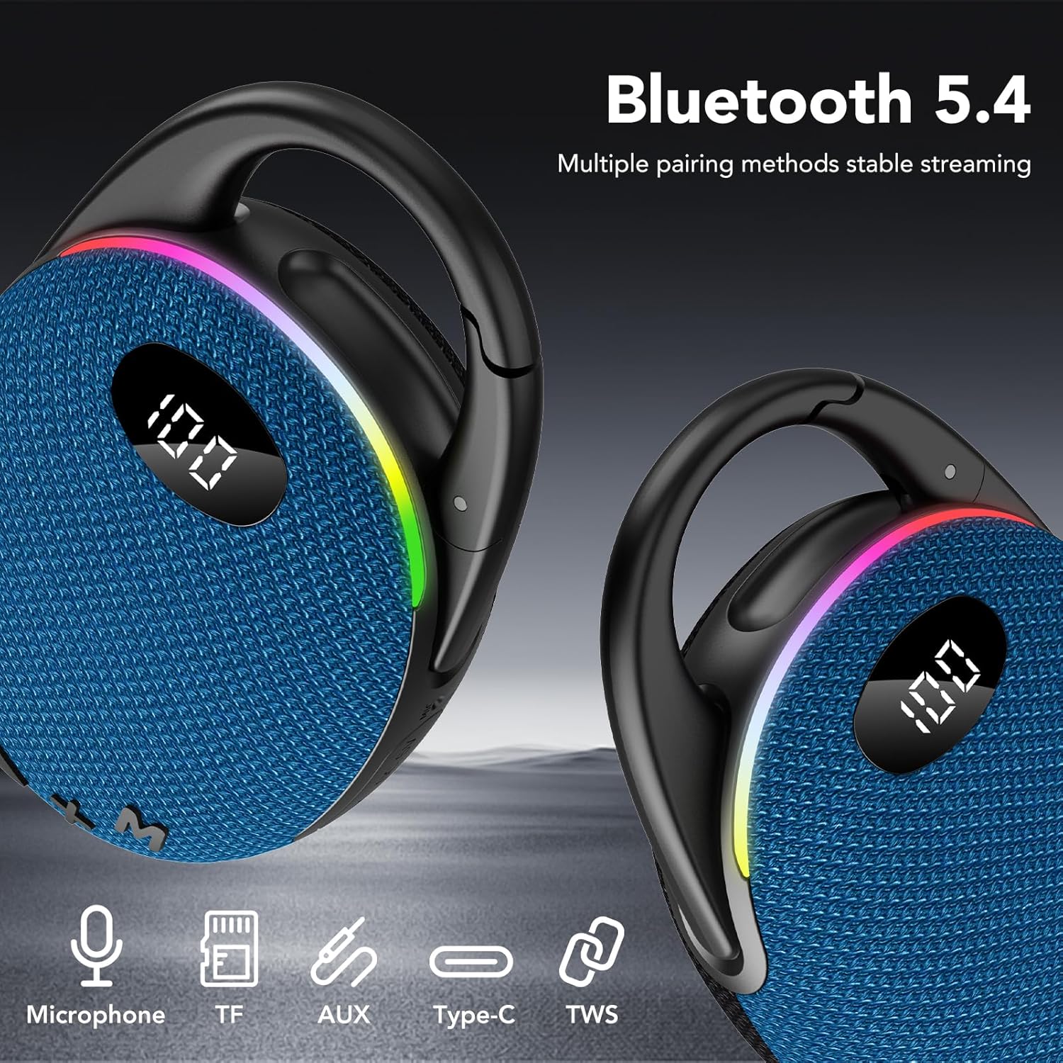 Thumbnail 5 de coioc Cassa Bluetooth Portatile con Luci RGB IP68 – Suono Hi‑Fi, 25+ ore e luce d’atmosfera