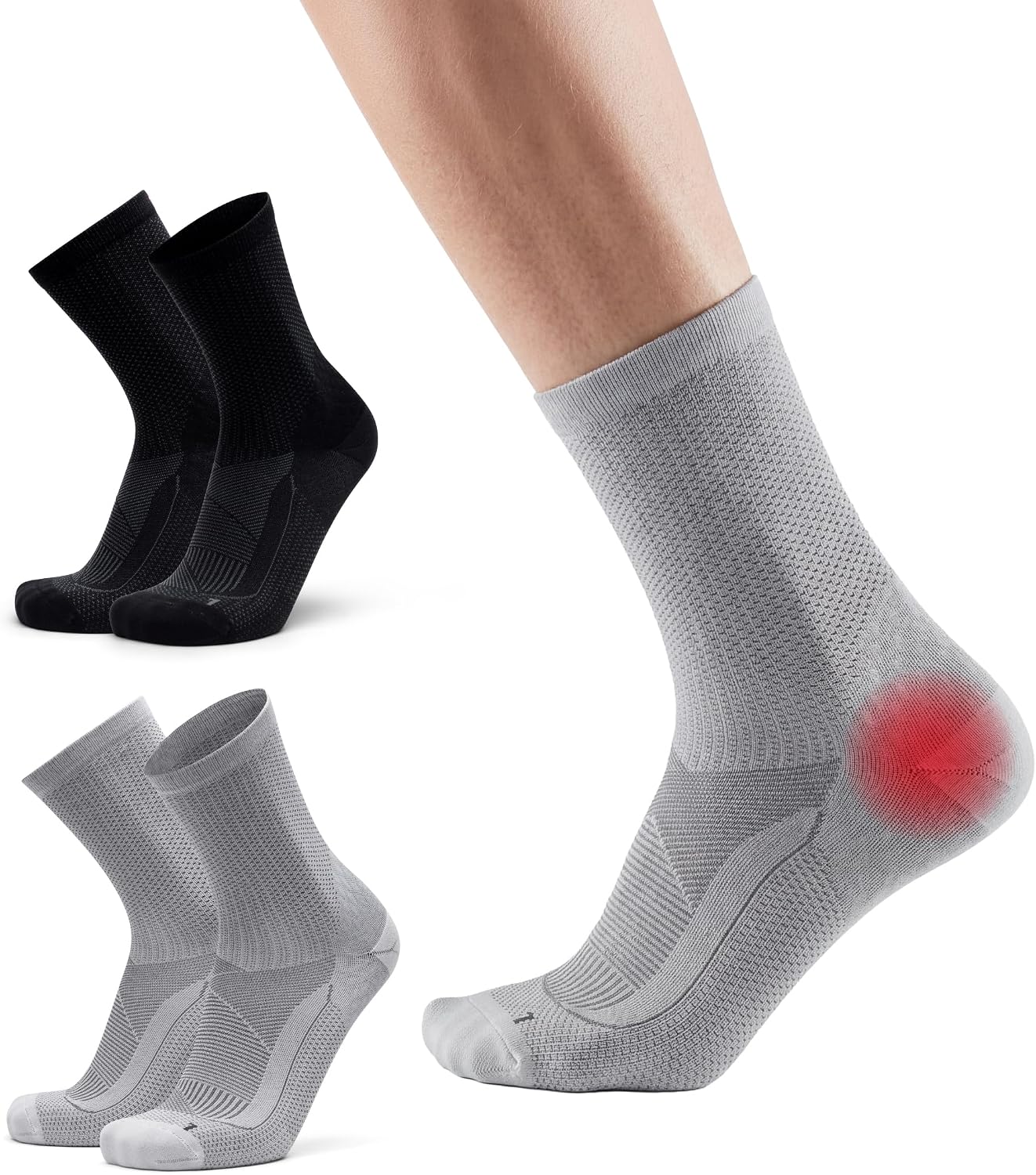 Detalle de DANISH ENDURANCE stödstrumpor för plantarfasciit, 2-pack med riktad kompression