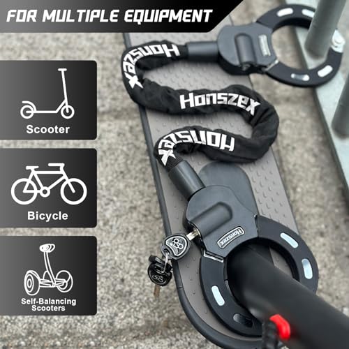 Detalle 2 de Honszex Antivol Trotinette Électrique – Chaîne renforcée 92 cm avec sac étanche et clés