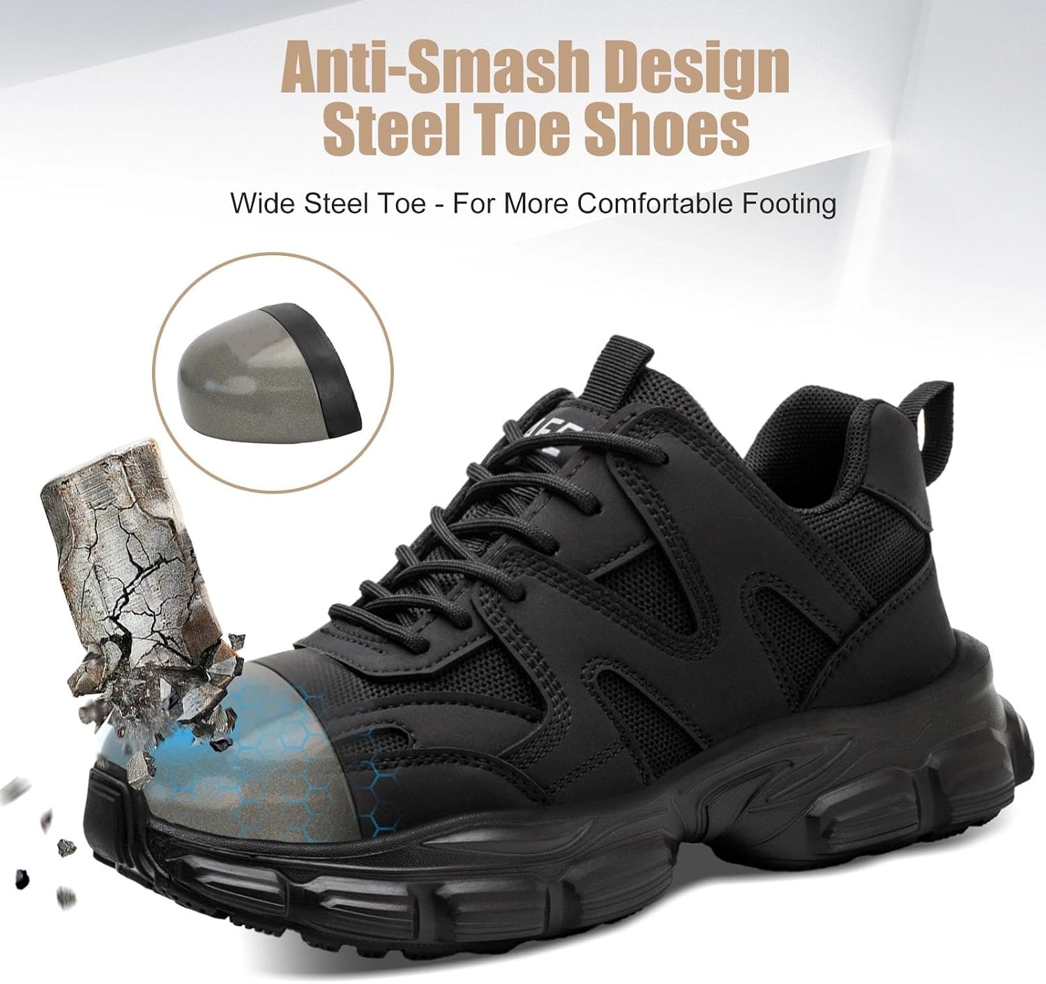 Detalle de Hogent Steel Toe Work Sneakers, Wide Fit with Kevlar Midsole and Mesh