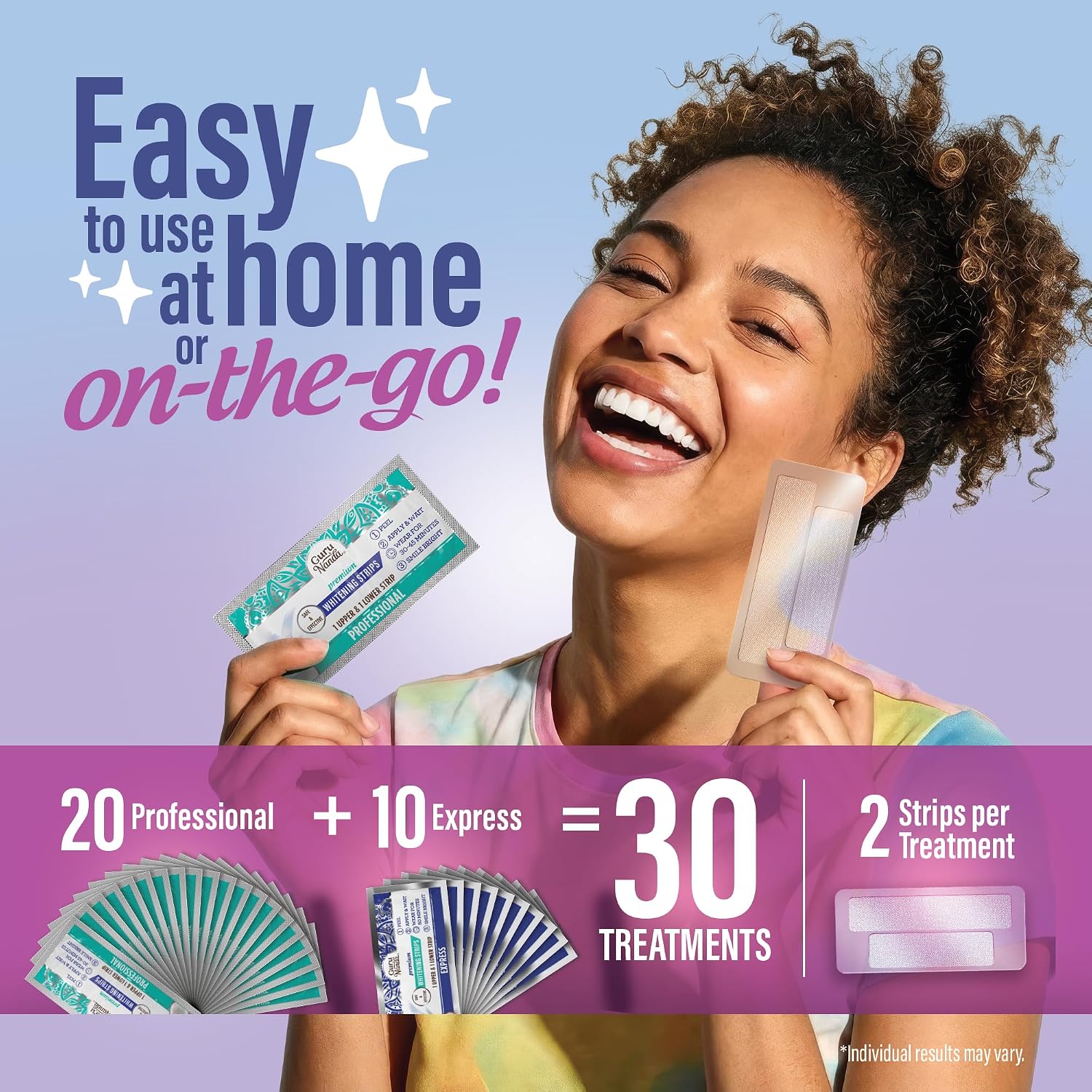 Detalle de GuruNanda Teeth Whitening Strips Kit — 30-Day Treatment with Non-Slip Dry Strip Technology