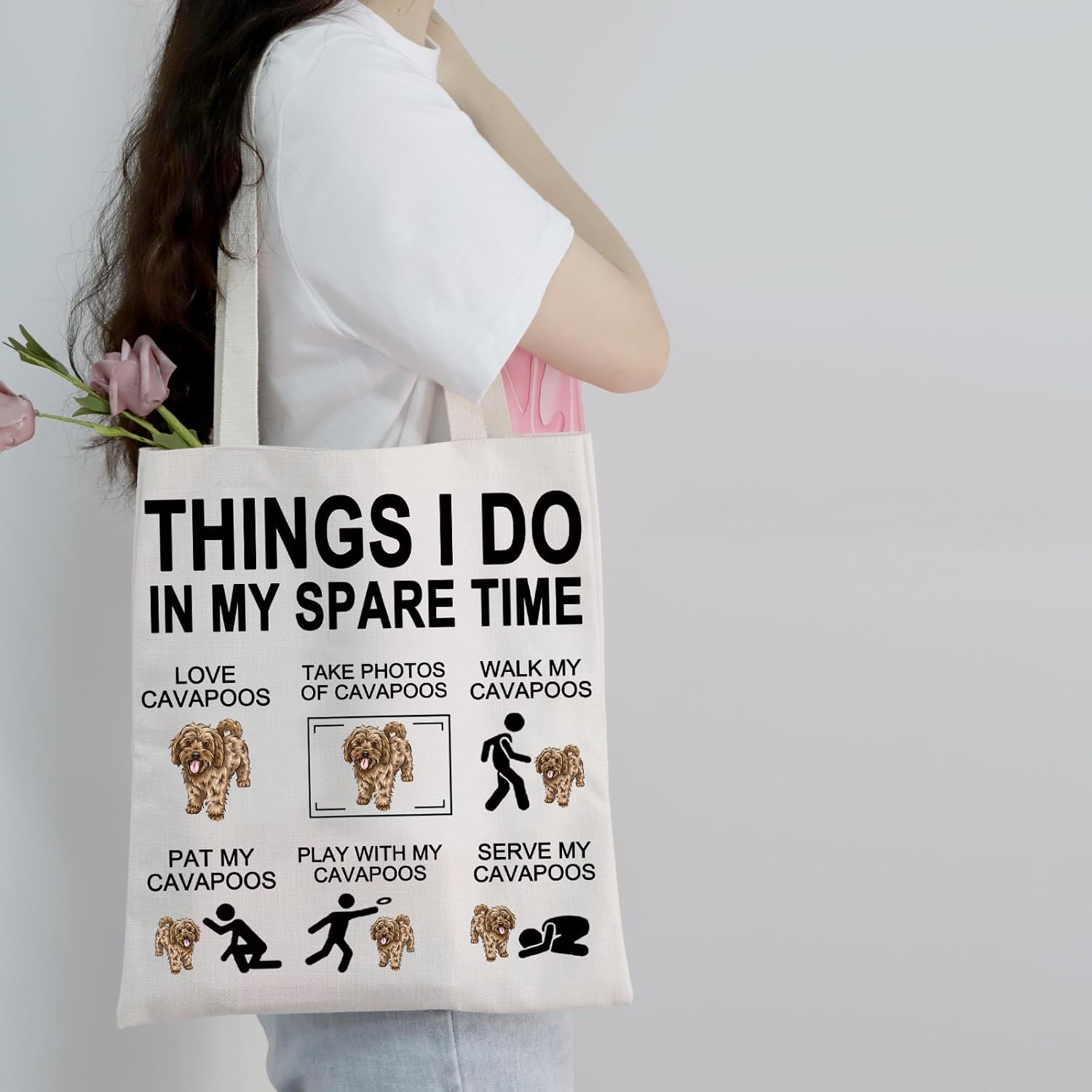 Detalle de PXTIDY Cavapoo Dog Tote Bag – Practical Gift for Cavapoo Lovers