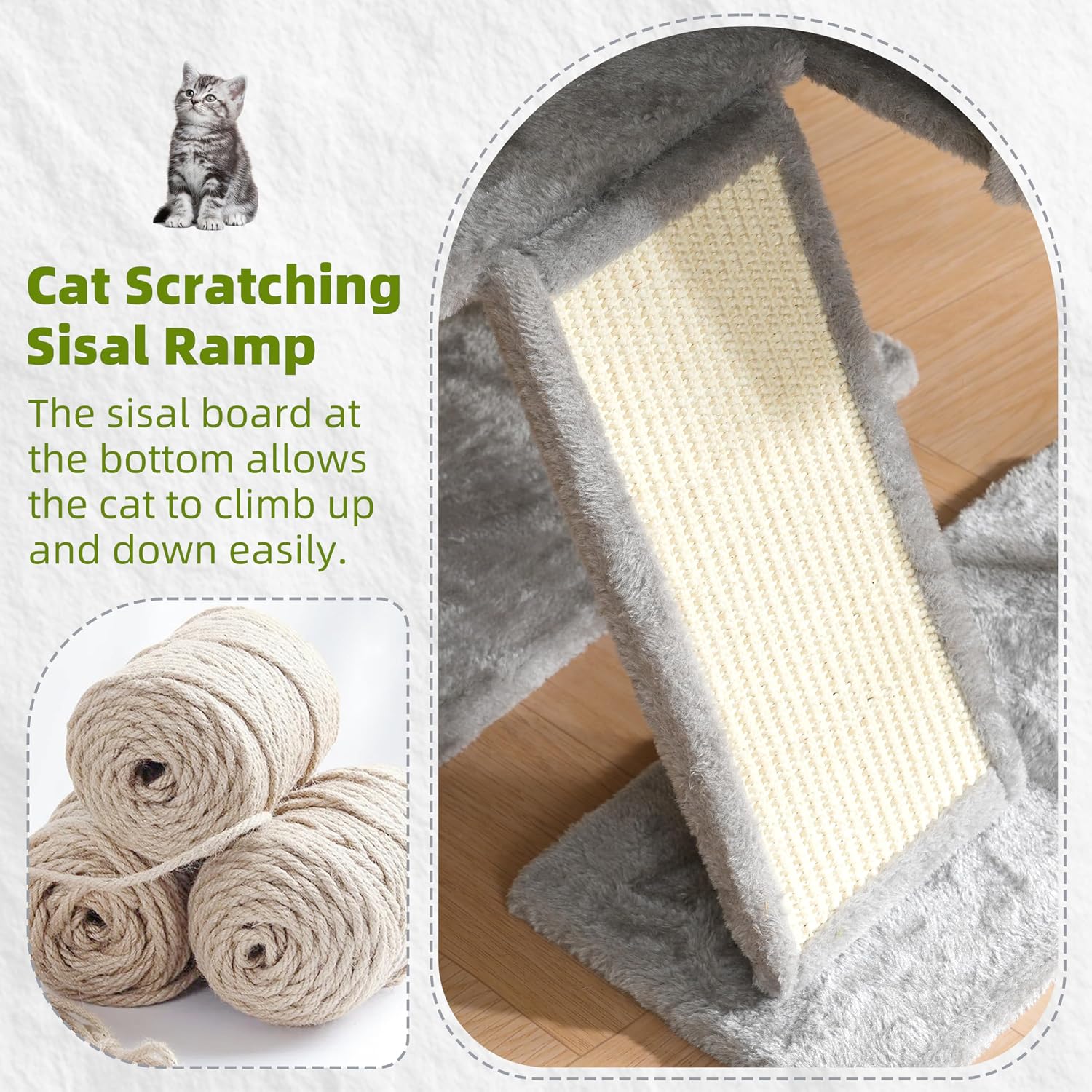 Detalle 1 de Gitelsnour GCT006SW Cat Tree for Kittens, 4 Levels, Basket and Hanging Toys