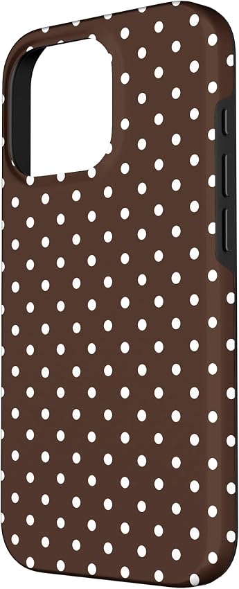 Detalle 2 de Motif à pois marron blanc pour iPhone 16 Pro