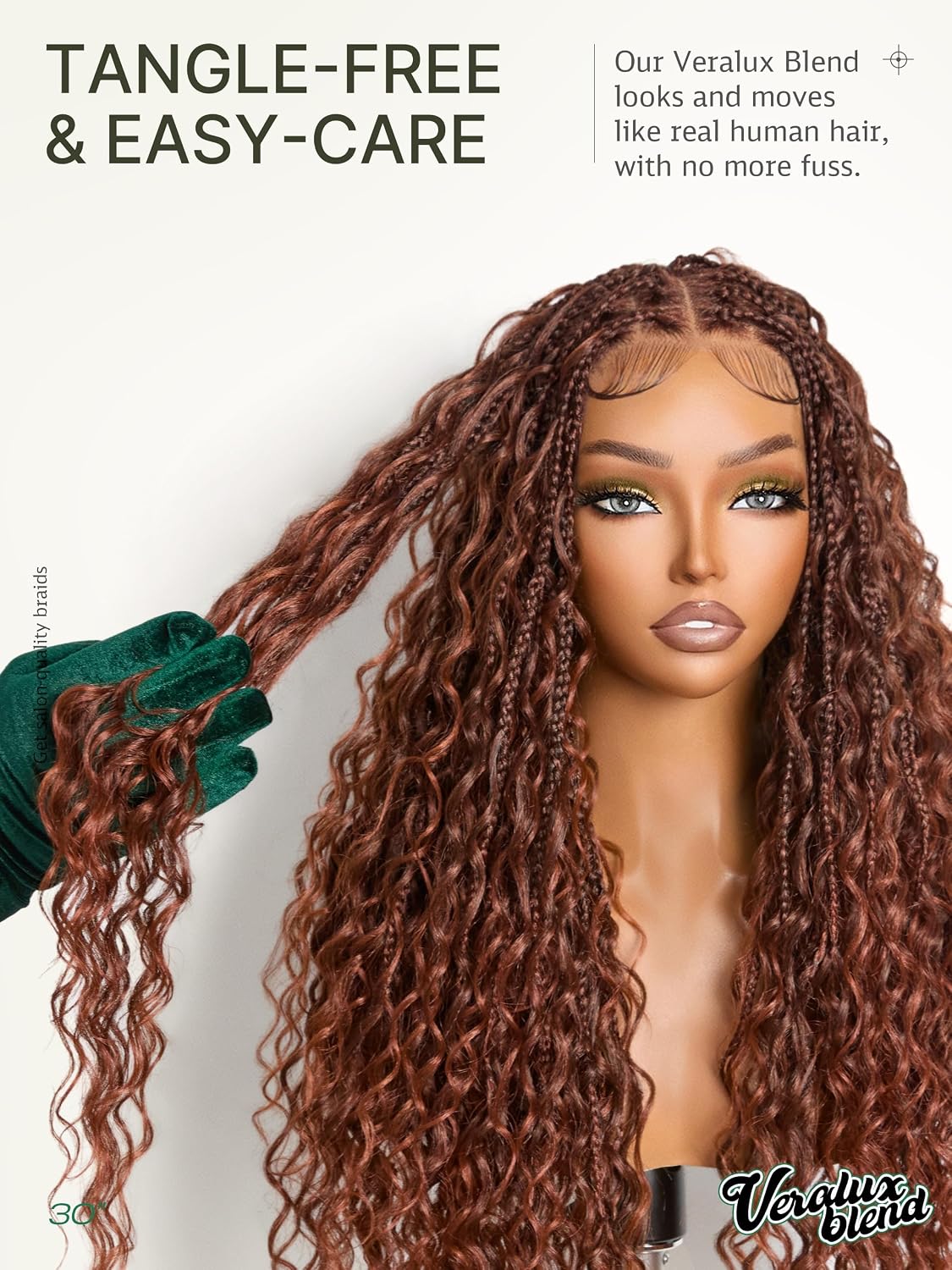 Thumbnail 6 de Frodio Veralux™ Fiber Full Lace Boho Braided Wig, 30-Inch Dark Ginger