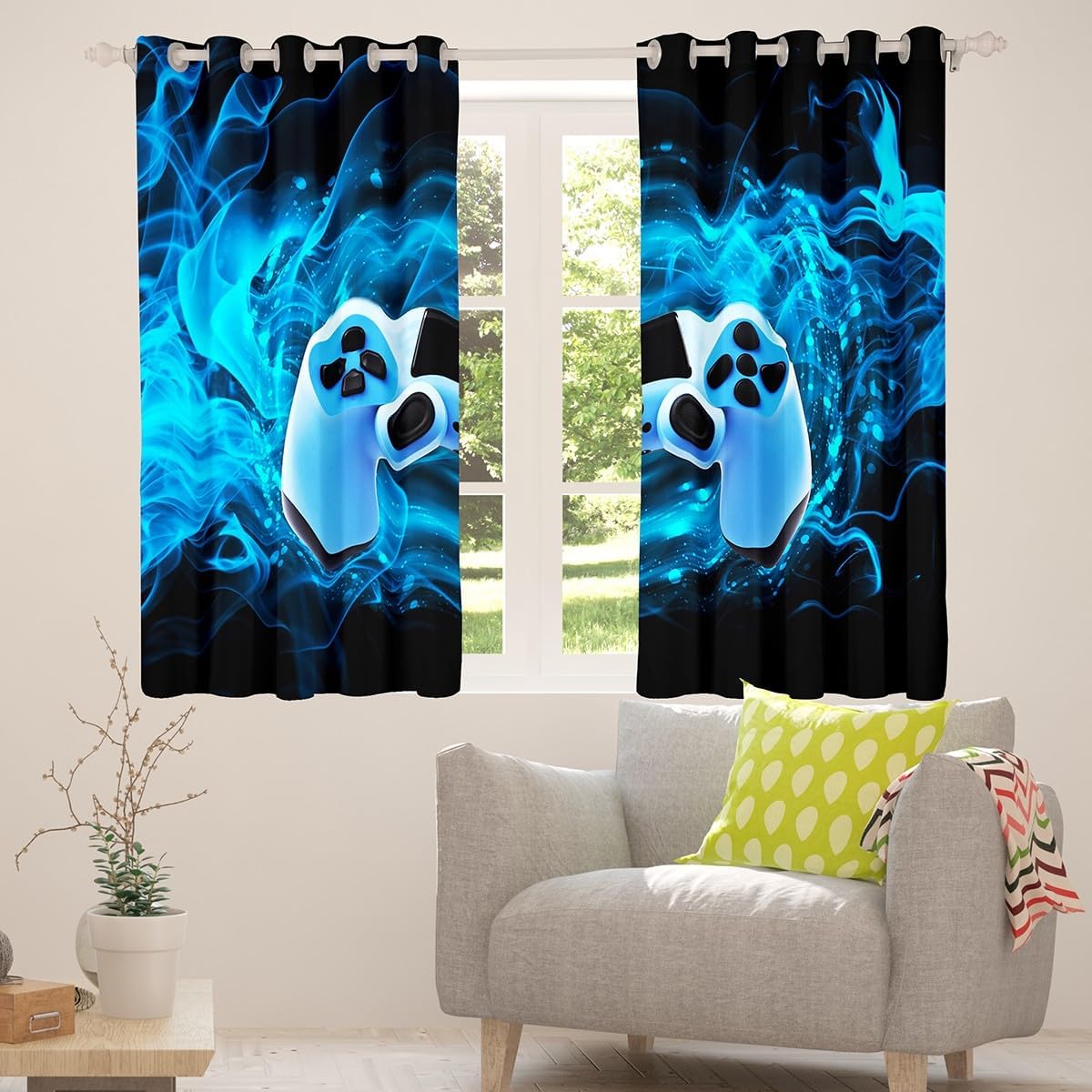 Thumbnail 3 de Games gaming curtain set (velvet) with grommets for bedroom, living room and kids’ spaces