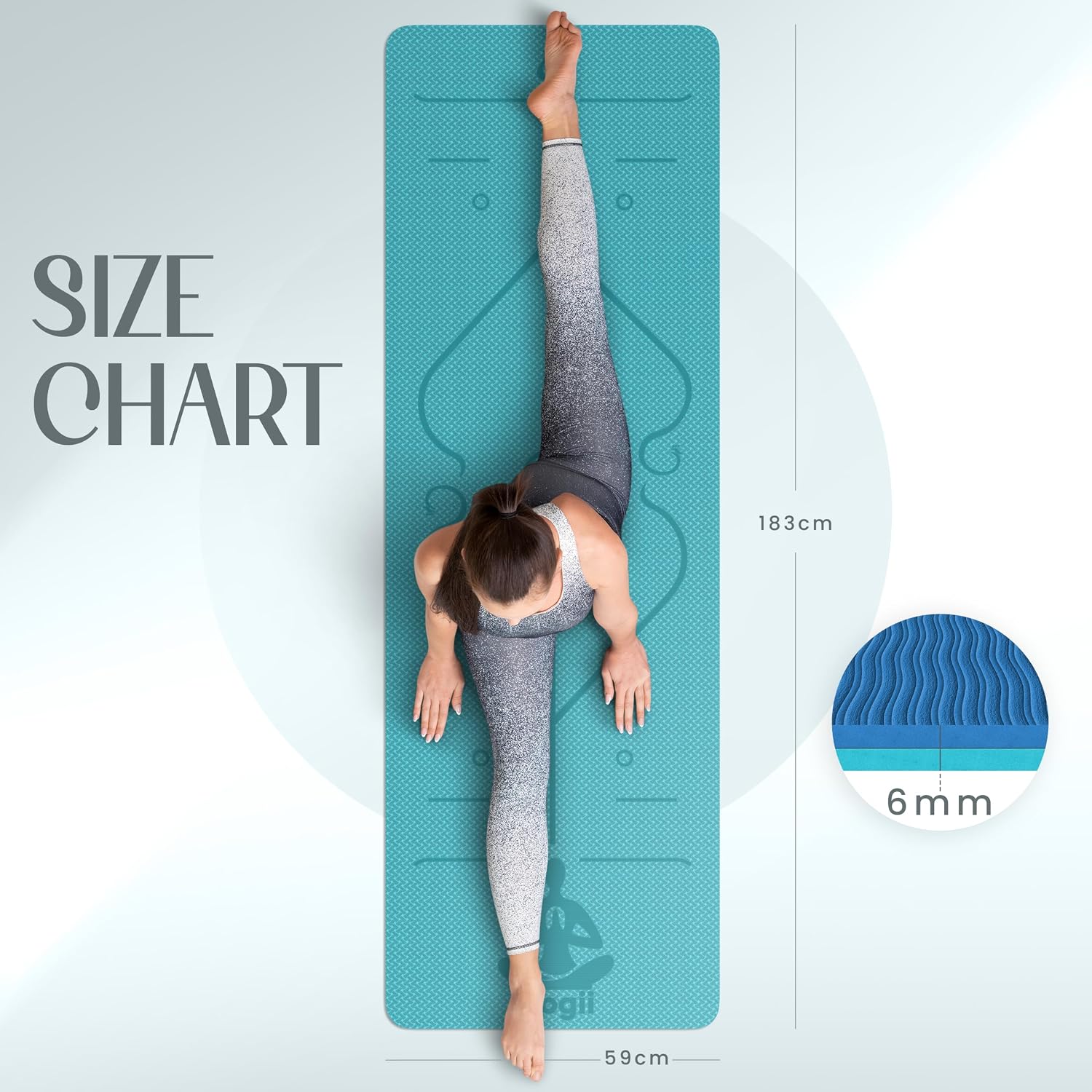 Detalle 2 de Yogii Yoga Mat 6mm – Non-Slip TPE with Laser Alignment Guides