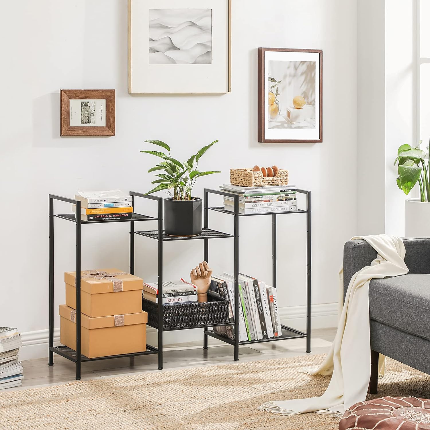 Detalle de SONGMICS BSC33BK 3-Tier Metal Shelving Unit, Adjustable Shelves, Black