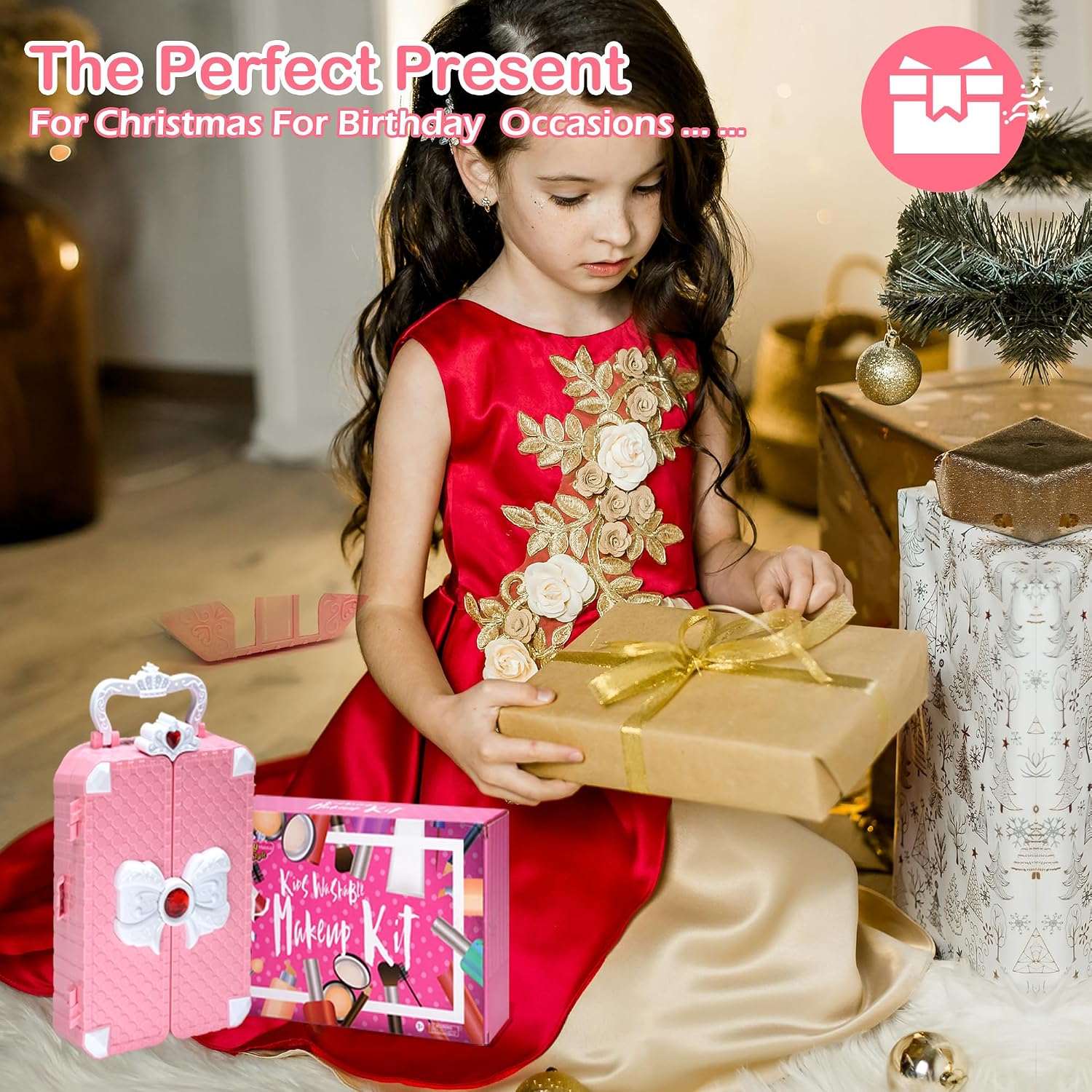 Thumbnail 6 de Kinderschminke-Set für Mädchen (74-tlg.) Waschbarer Schminkkoffer als Spielgeschenk zur Prinzessin-Routine