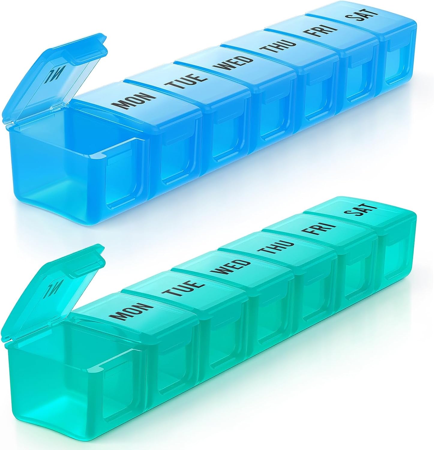 Detalle de BUG HULL 376Z2PCs Weekly Pill Organizer, 2-Pack, Large Blue and Green