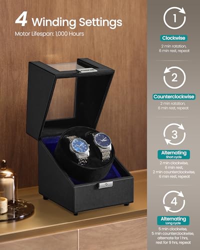 Thumbnail 2 de SONGMICS Automatic Watch Winder Box with Quiet Motor, Lock and LED Light
