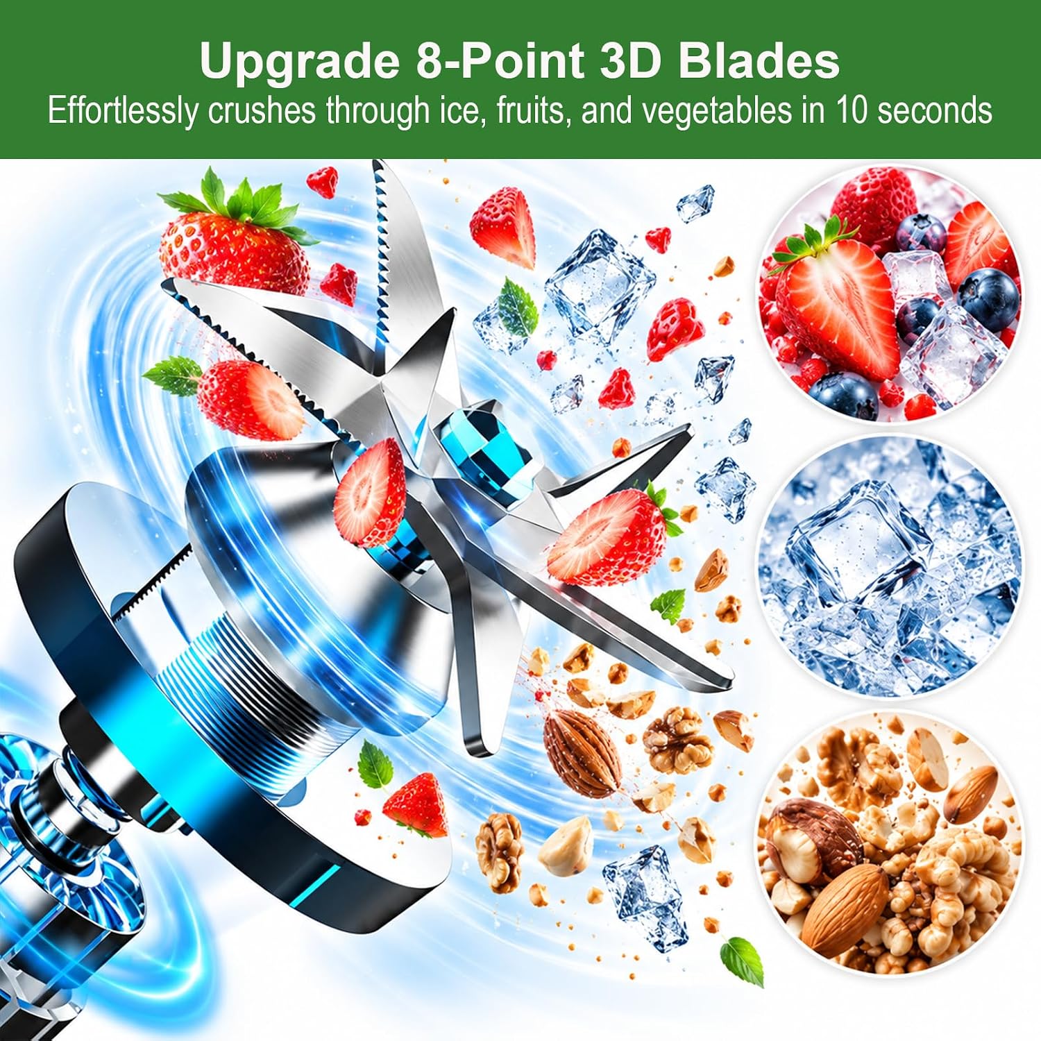 Detalle de Powerful Blender 1500W 68 Oz Countertop Blender