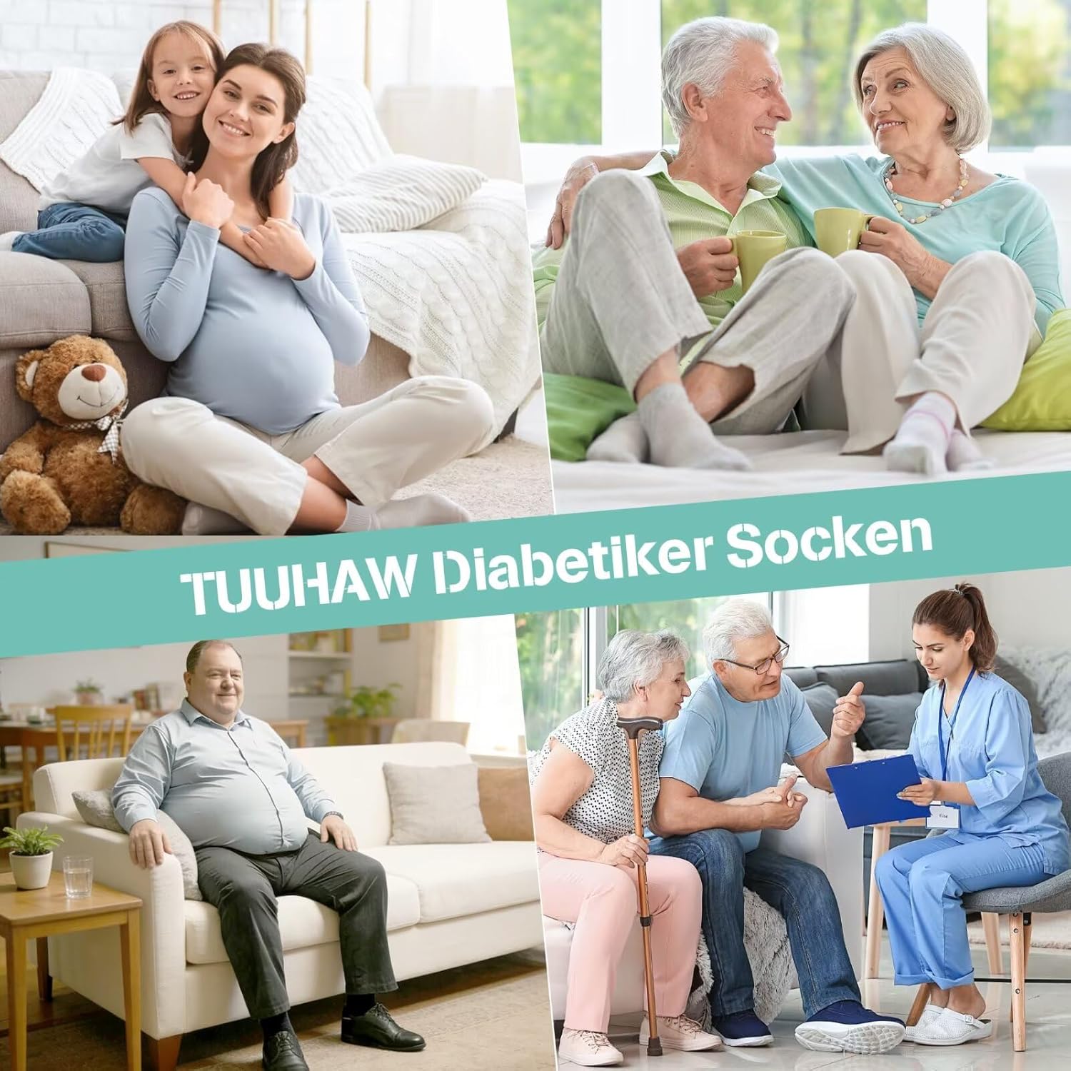 Detalle 2 de TUUHAW Diabetikersocken 10 Paar ohne Gummibund