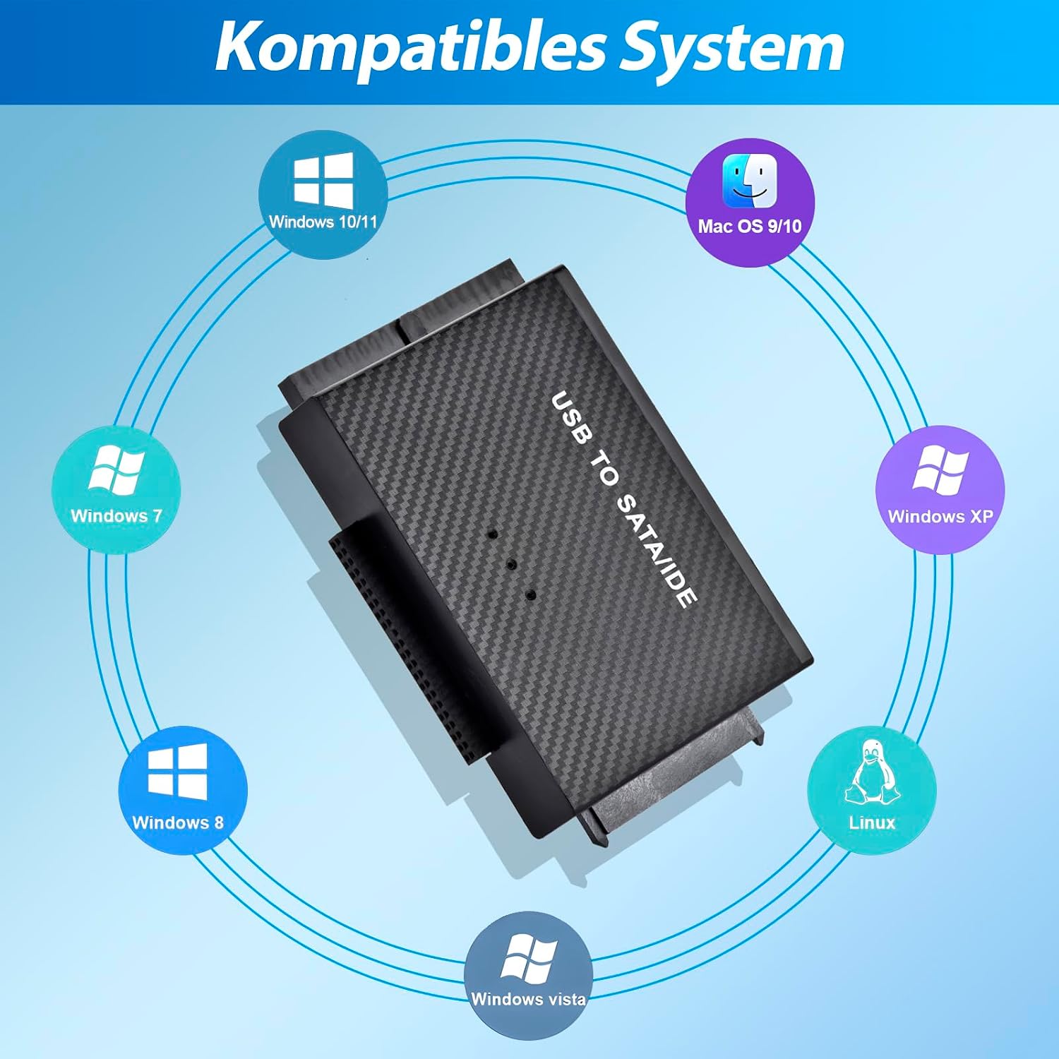 Detalle 2 de Amtake USB 3.0 zu IDE/SATA Festplatten-Adapter (2,5"/3,5") mit Netzteil 12V 2A