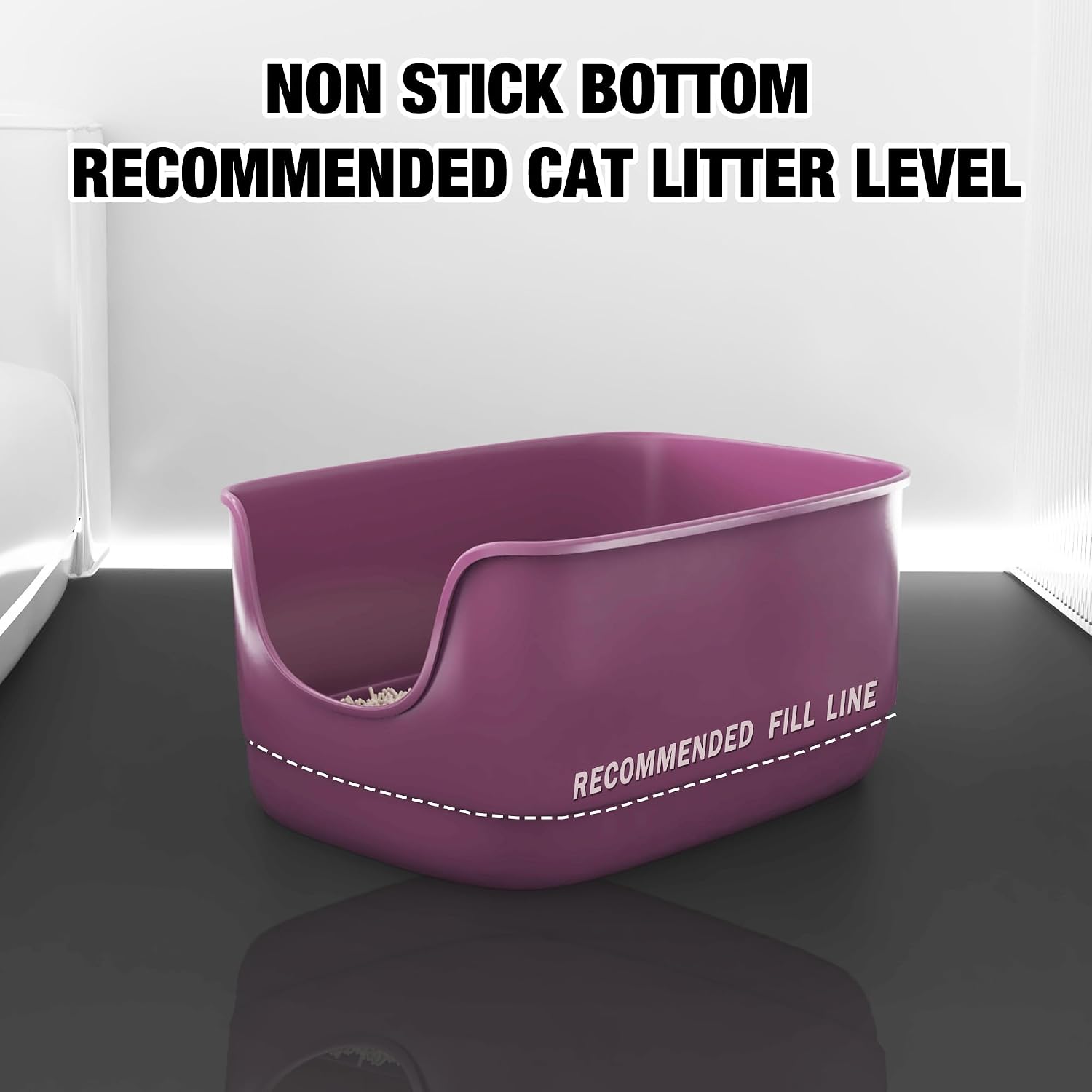 Detalle de Suhaco High Sided Jumbo Cat Litter Tray (61 x 48 x 31 cm) Anti-Splash Open Top, Extra Deep Low Entry – Pink