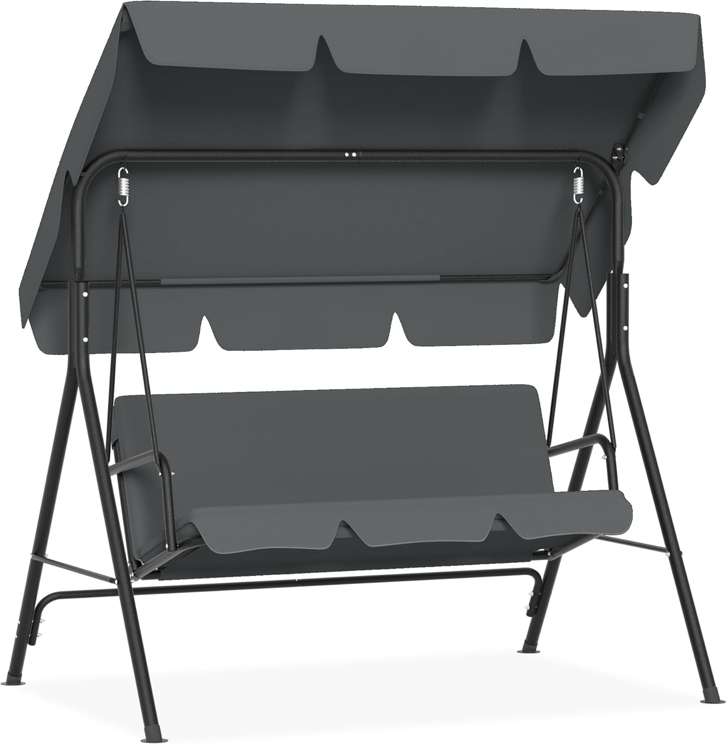 UISEBRT Hollywoodschaukel für 3 Personen mit verstellbarem Sonnendach – belastbar bis 200 kg, wetterfest (Grau)
