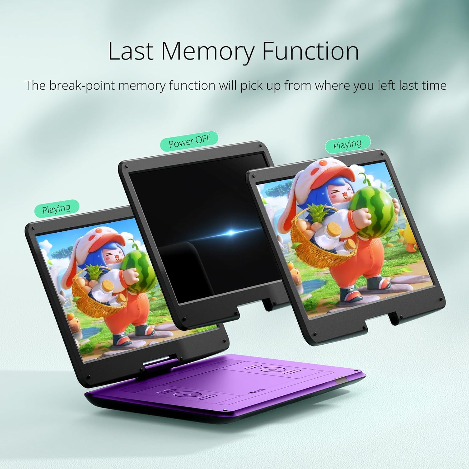 Thumbnail 4 de Yoton 17.5" Portable DVD Player with 15.6" HD Swivel Screen (Purple) – Rechargeable Battery, USB/SD/AV Support