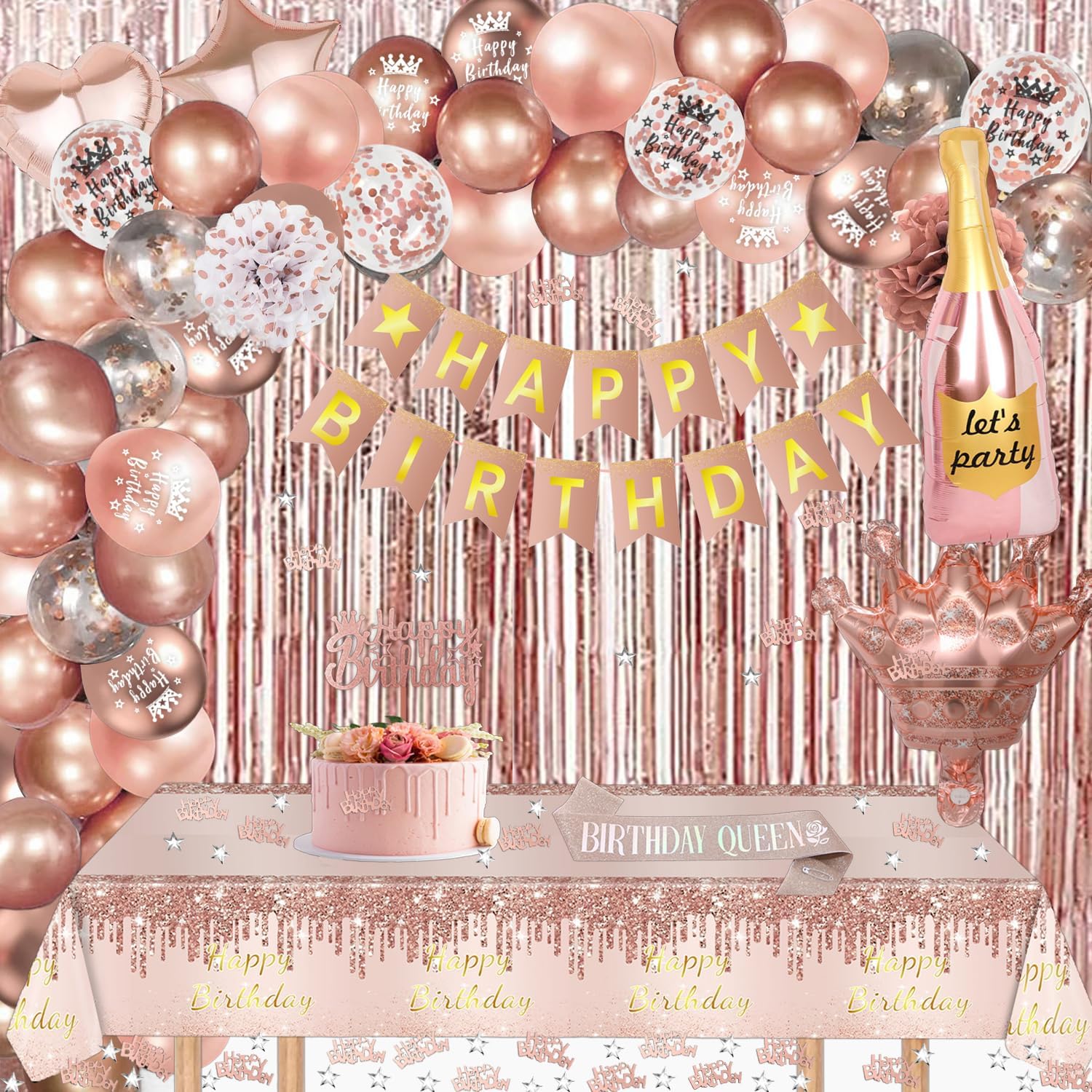 Thumbnail 4 de Rose Gold Birthday Decorations party set 🎉