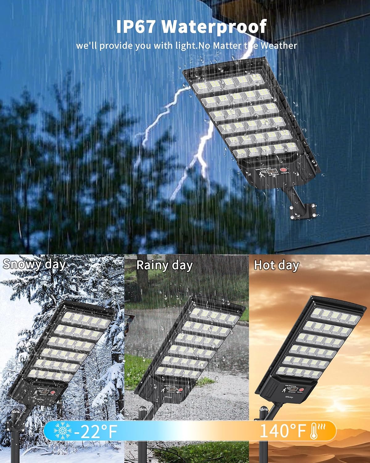 Detalle de Ofuray ONL-4Pack Solar Flood Lights, 6500K, Motion Sensor, IP66