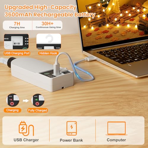 Detalle de Giliwosy Catena Luminosa Esterno Interno 120LEDs 20M – lucine LED a batteria ricaricabile 3600mAh, 8 modalità, timer e IP65