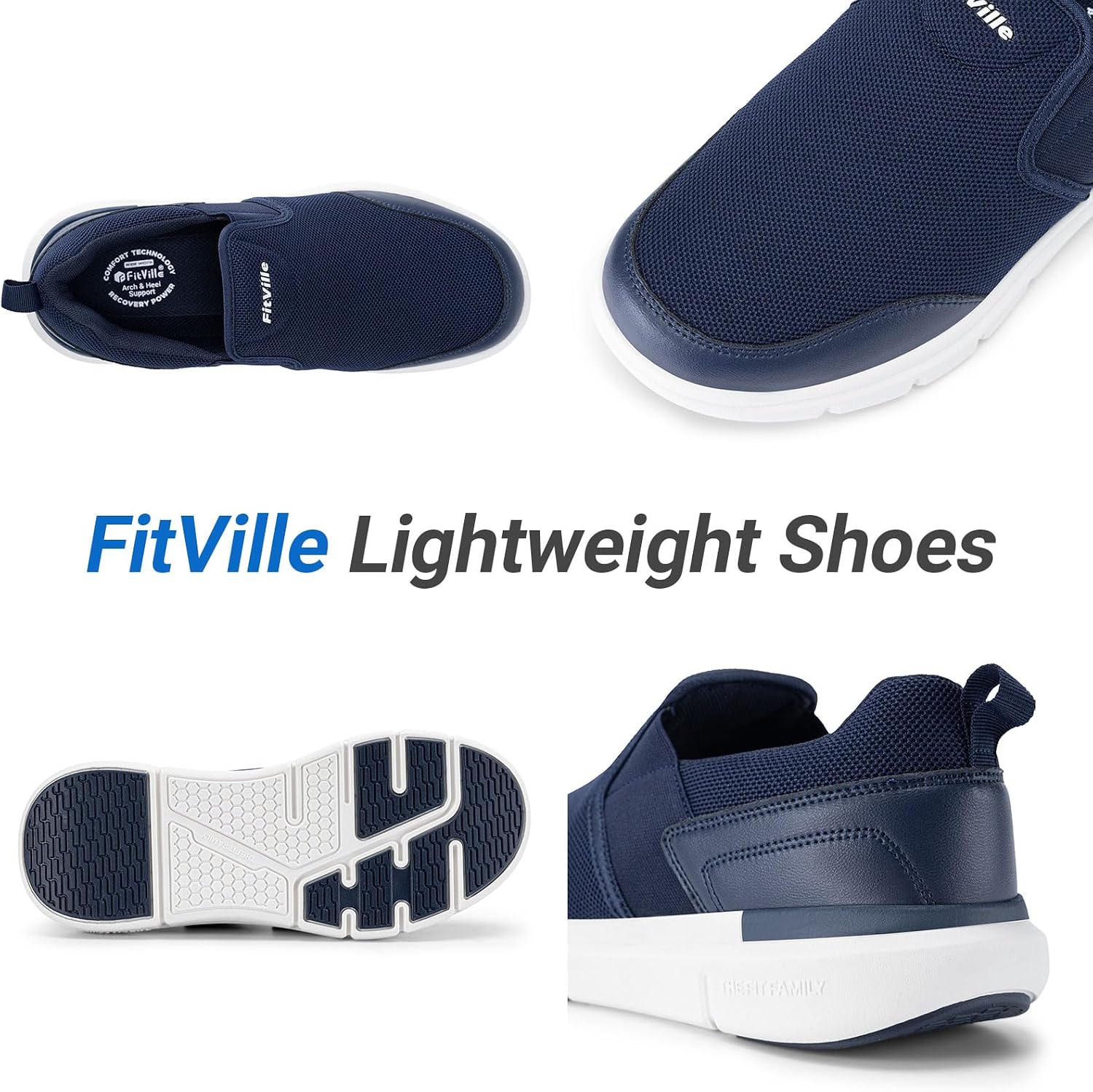 Detalle de FitVille Scarpe Uomo Slip-on antiscivolo per camminata, comode e traspiranti a pianta larga