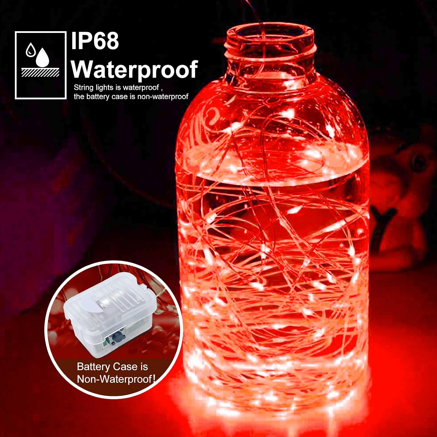 Detalle 2 de pozzolanas 24 Pack Red String Lights 7ft, 20 LEDs 🎉