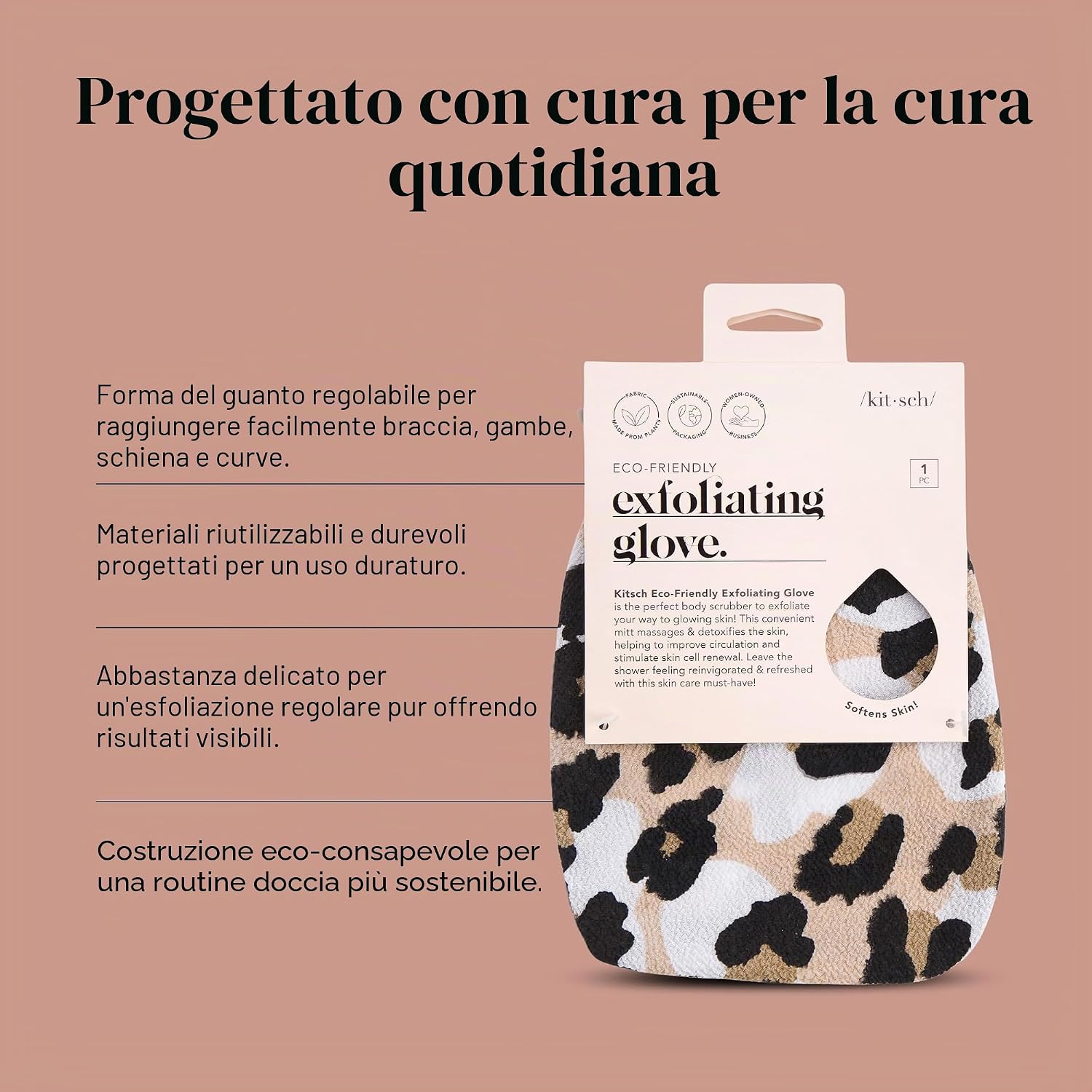 Detalle de Kitsch guanto esfoliante coreano per il corpo: scrub profondo per doccia e bagno