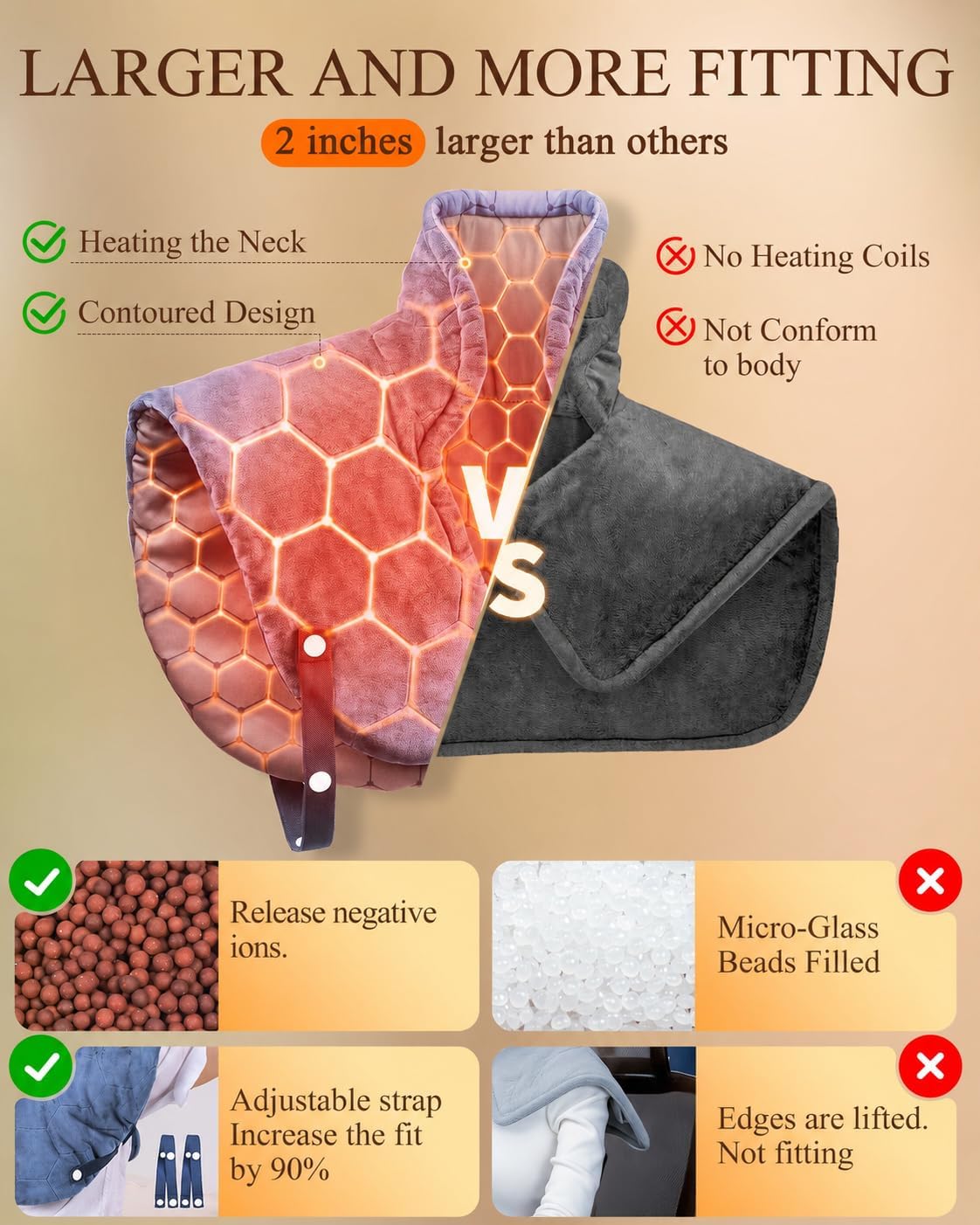 Thumbnail 5 de UTK Neck and Shoulder Heat Pad, 24 x 20 in Far Infrared Wrap with 8 Heat Settings