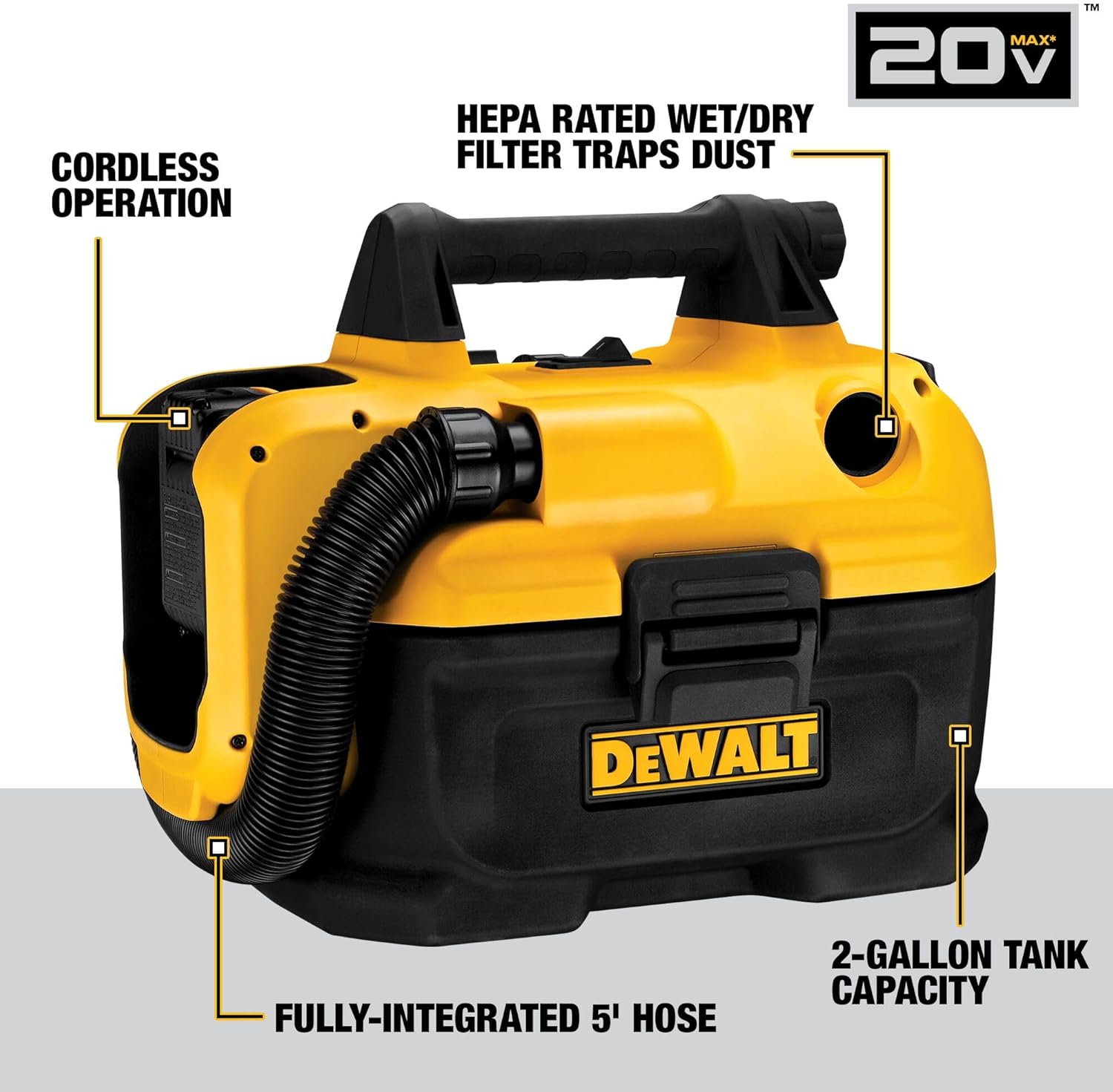 Thumbnail 1 de DEWALT 2-Gallon Cordless Wet/Dry Vacuum (Battery and Charger Not Included)
