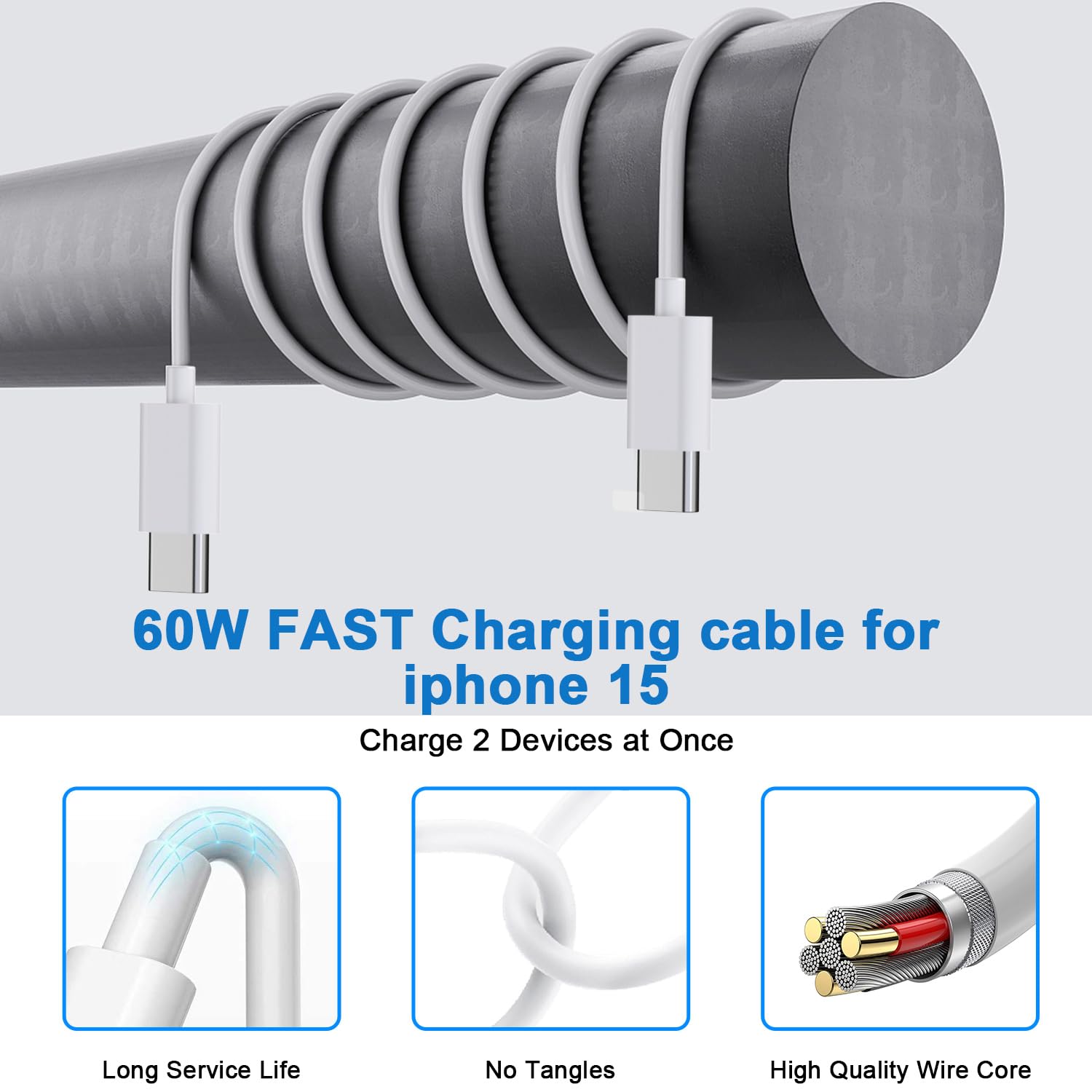 Thumbnail 4 de 10FT iPhone 17/16e Fast Charger 20W Dual Port