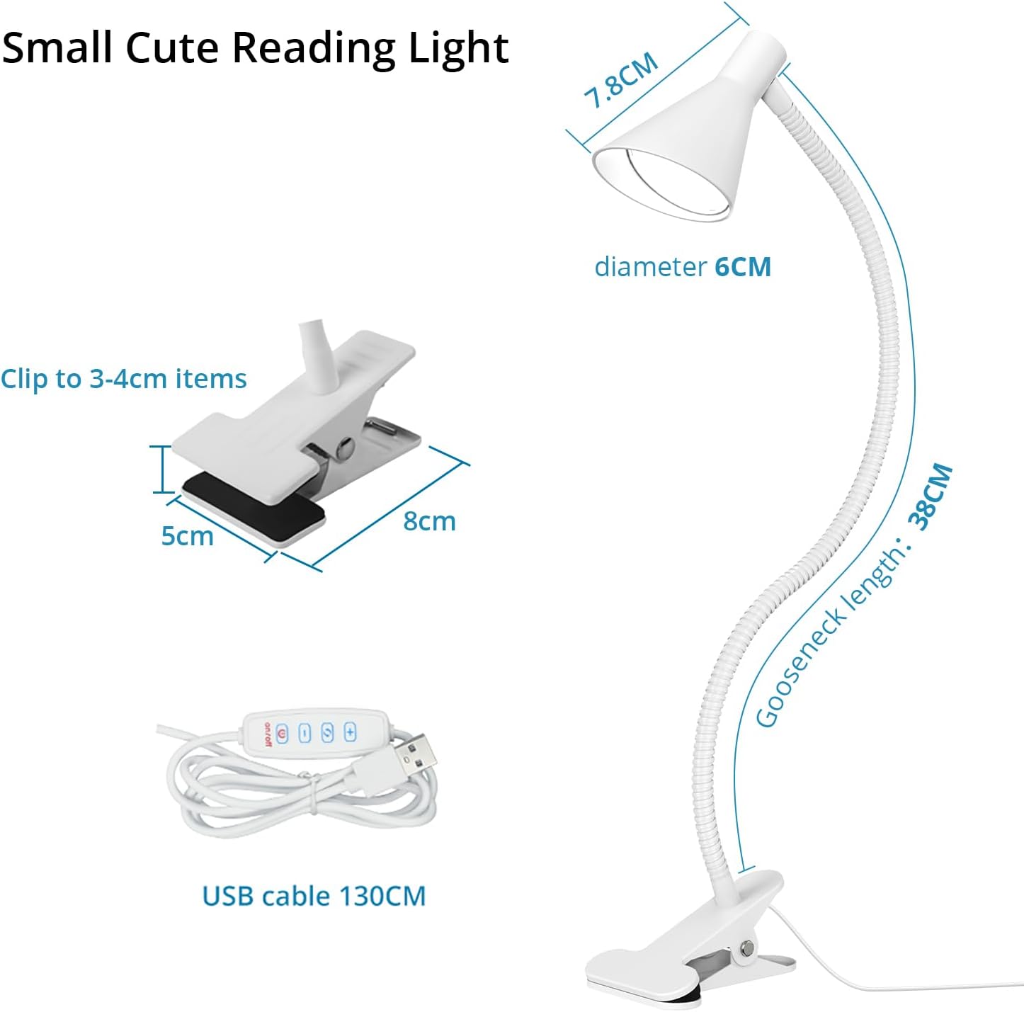 Thumbnail 3 de Lzonunl HL-TJ8010A-7 Clip-On LED Reading Lamp, 3 Colours, 10 Brightness Levels