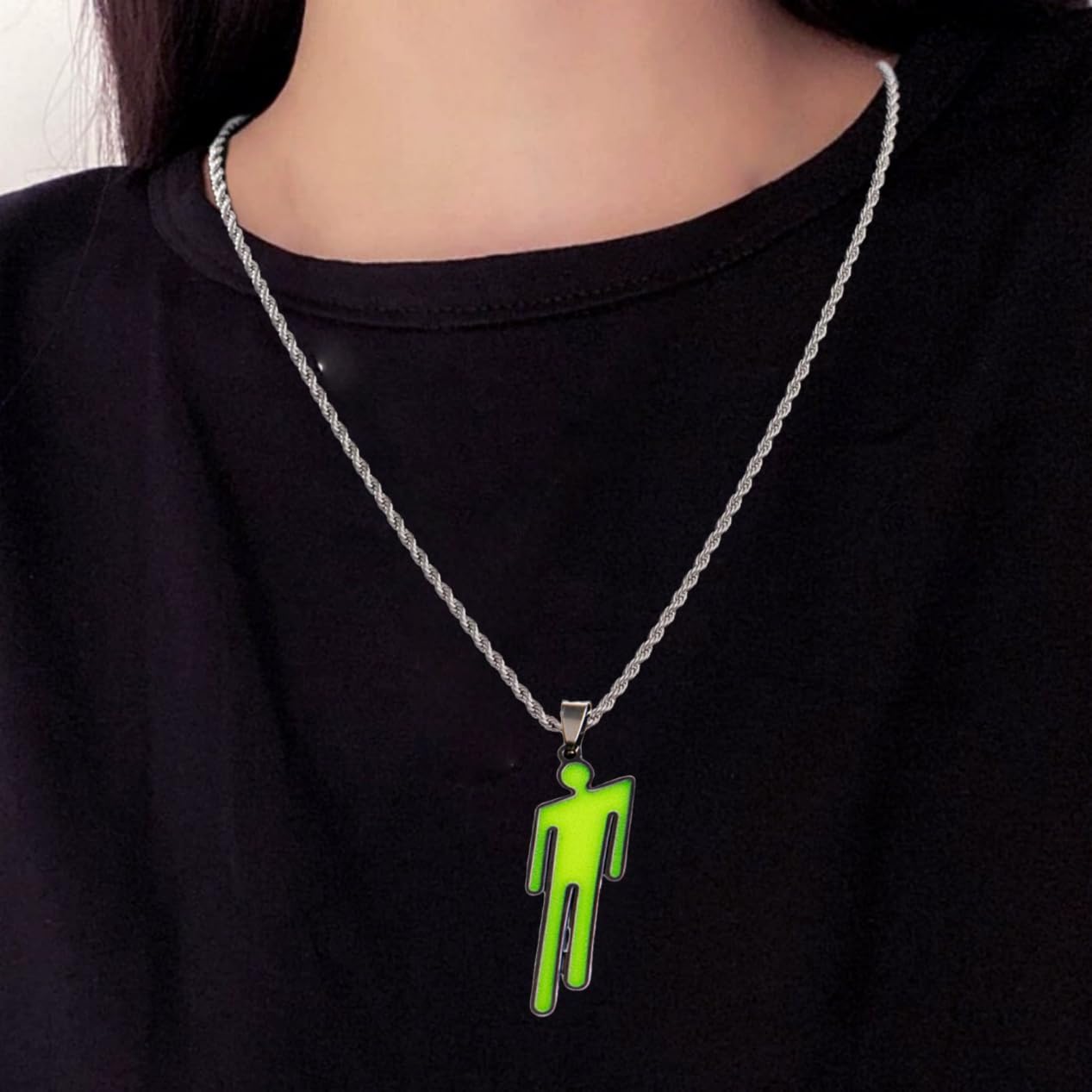 Thumbnail 6 de EPRHAY Leuchtende Halskette aus Edelstahl mit fluoreszierendem Anhänger (grün, unisex)