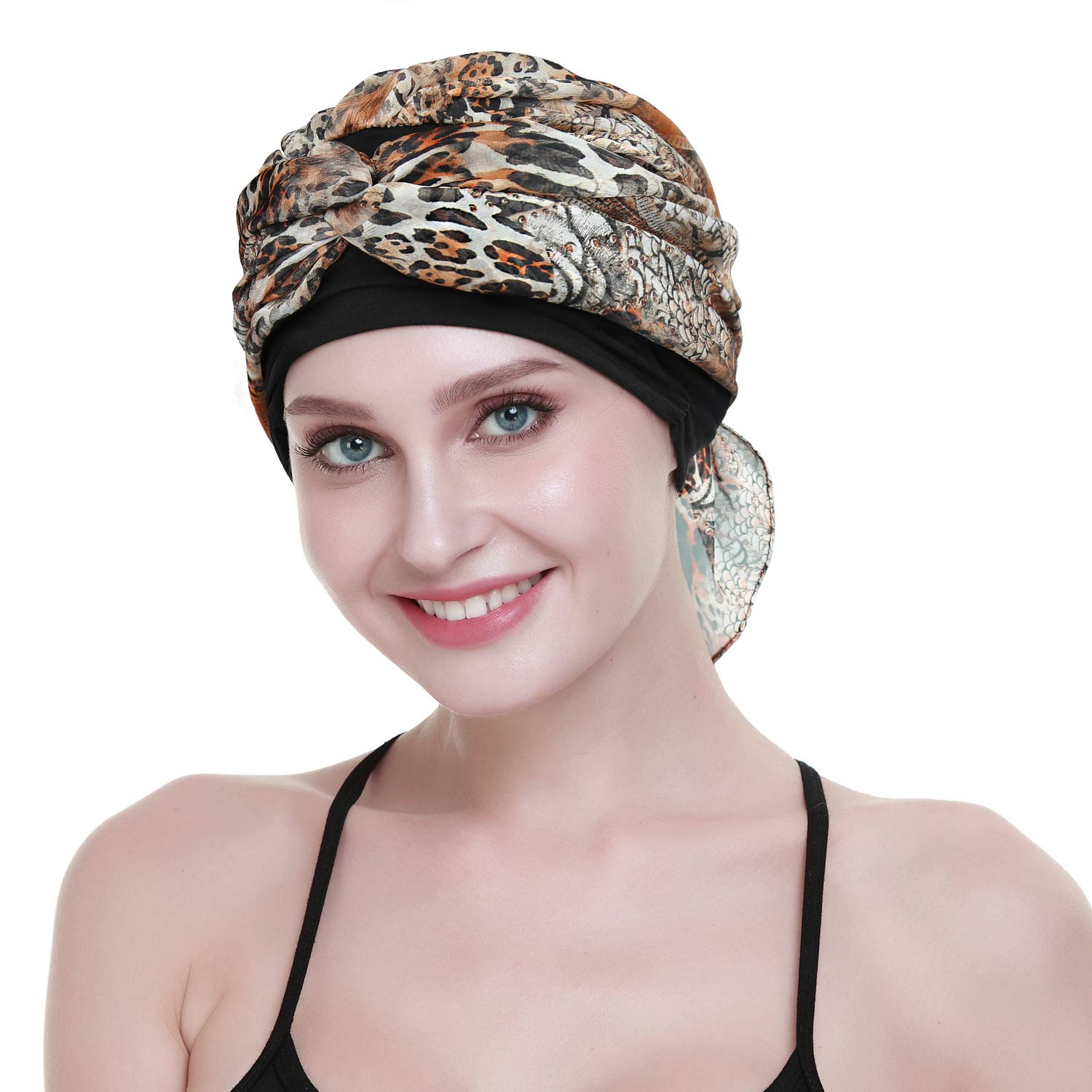 Detalle de FocusCare Damen Chemo-Turban, Mütze/Schal-Kopfbedeckung gegen Haarausfall – Bambus-Viskose