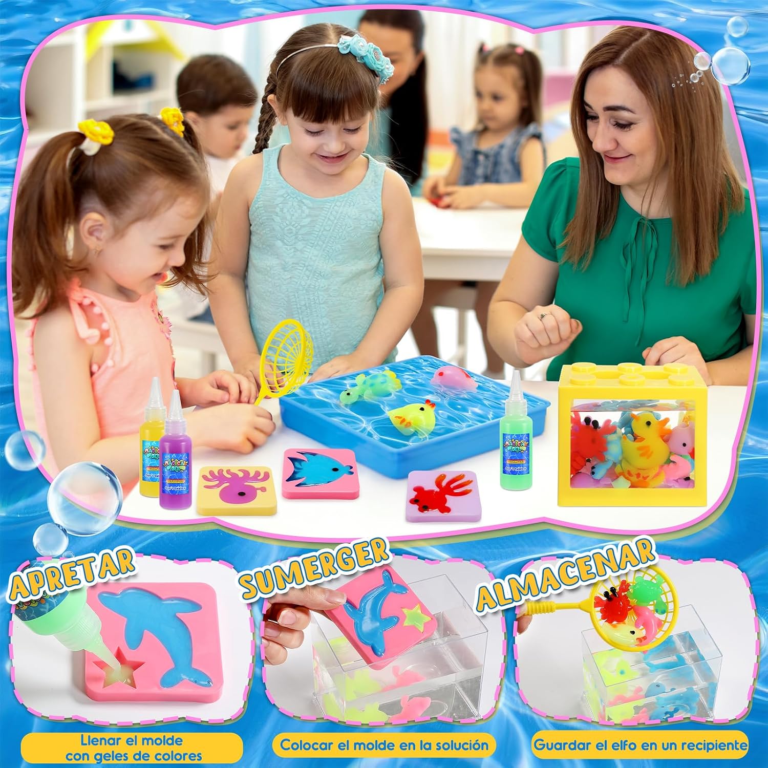 Detalle 2 de Kit de Gel con Criaturas Marinas LED y Acuario Mini para Niños 4-9 años — iKidiki
