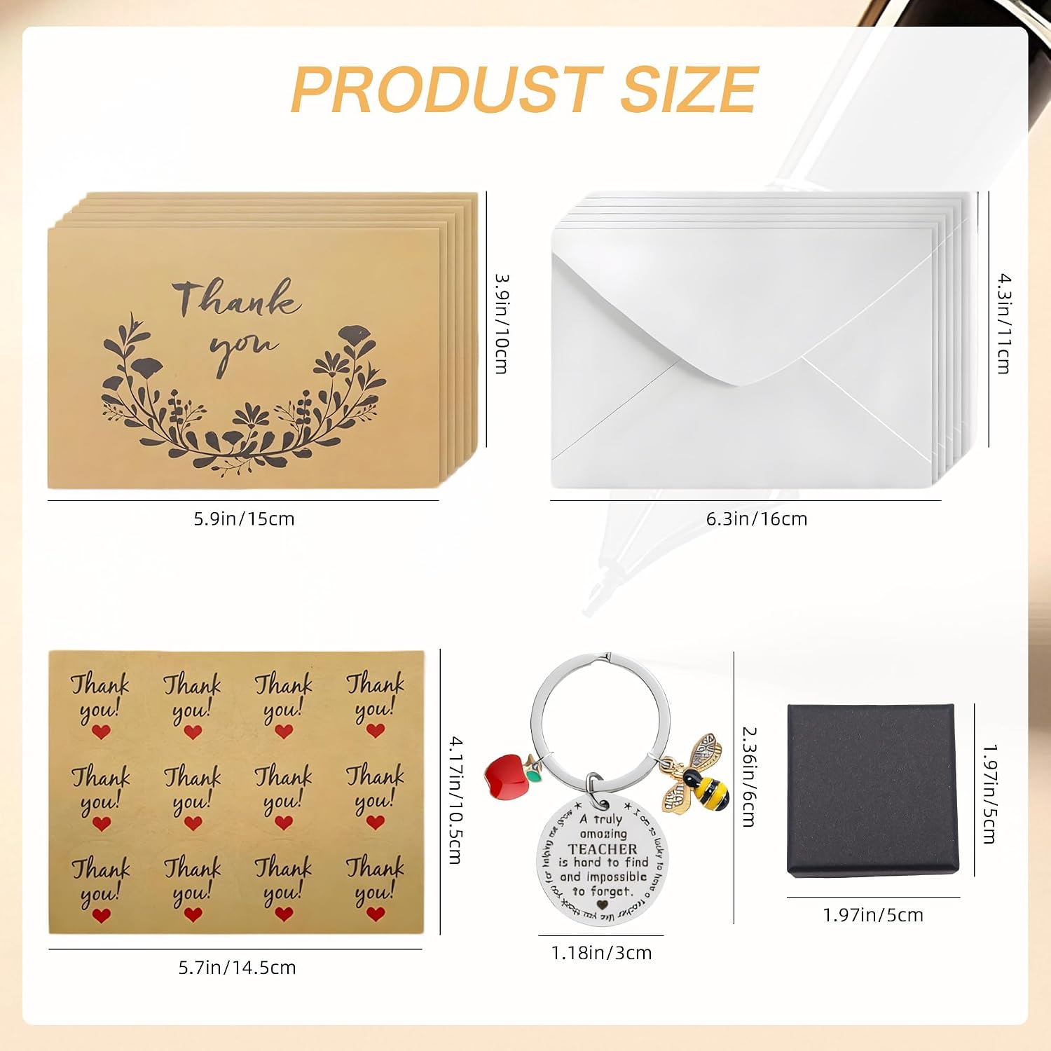 Thumbnail 3 de Sundonix Thank You Leaving Teacher Gift – 6 Pack Bee Keychains, Cards & Envelopes